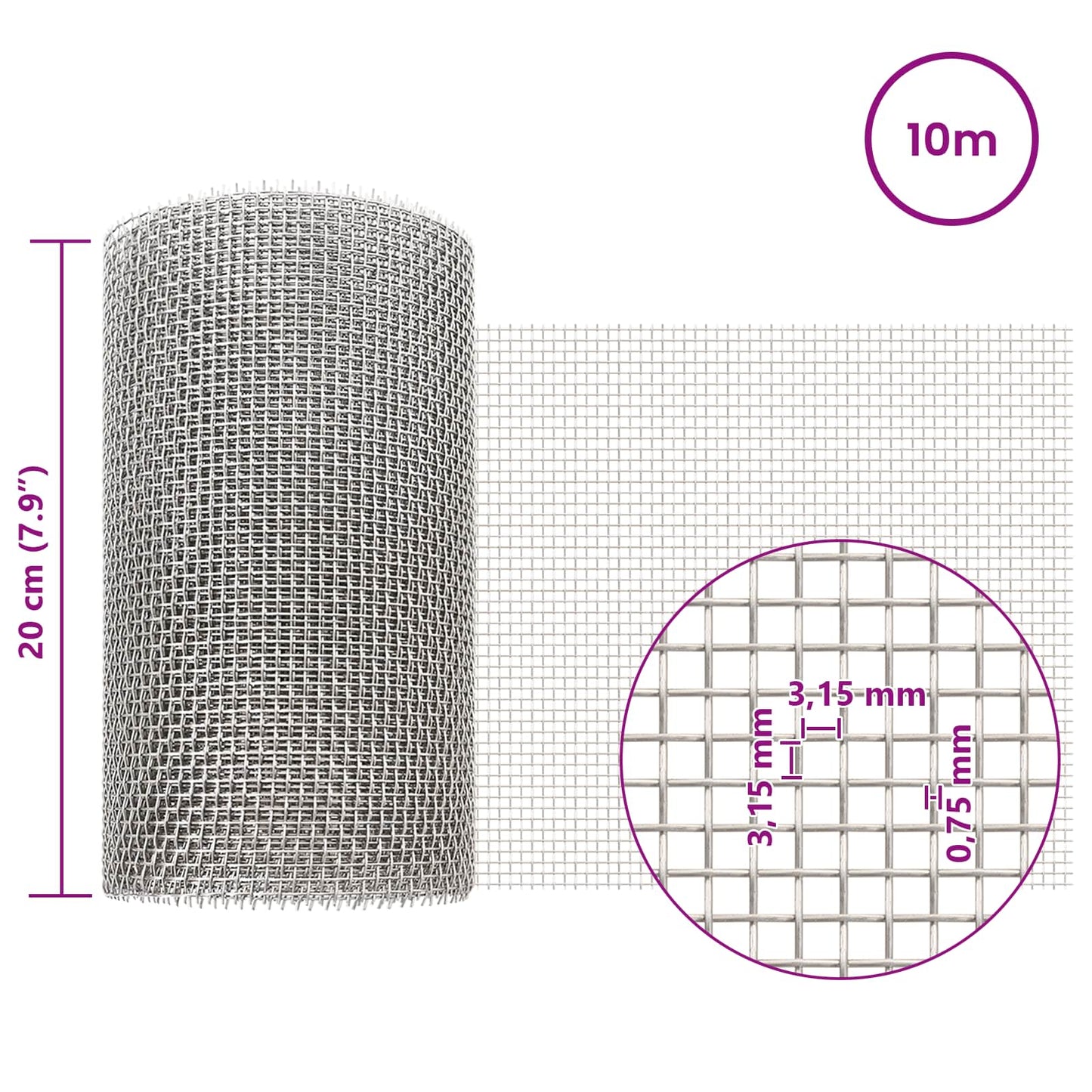 Gaas Scherm 20 x 1000 cm 6 Mesh RVS 201 Zilverkleurig is nu te koop bij PeponiXL, paradijselijk wonen!