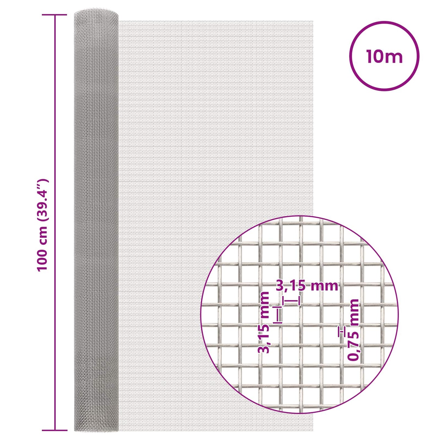 Gaas Scherm 100 x 1000 cm 6 Mesh RVS 201 Zilverkleurig is nu te koop bij PeponiXL, paradijselijk wonen!