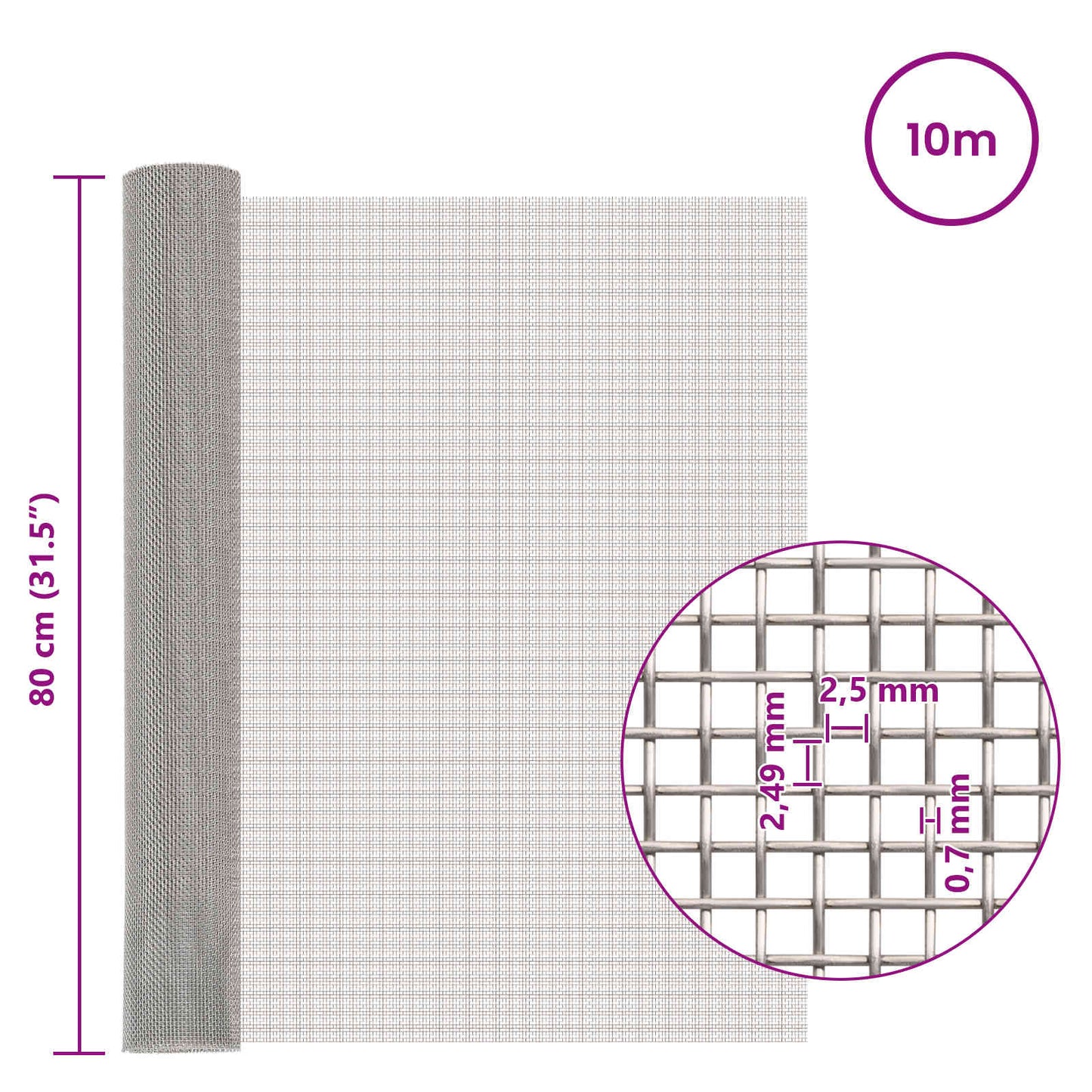 Gaas Scherm 80 x 1000 cm 8 Mesh RVS 201 Zilverkleurig is nu te koop bij PeponiXL, paradijselijk wonen!