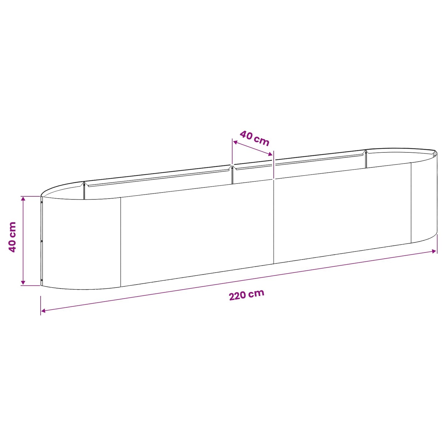 Verhoogd Tuinbed Wit 220 x 40 x 40 cm Staal is nu te koop bij PeponiXL, paradijselijk wonen!