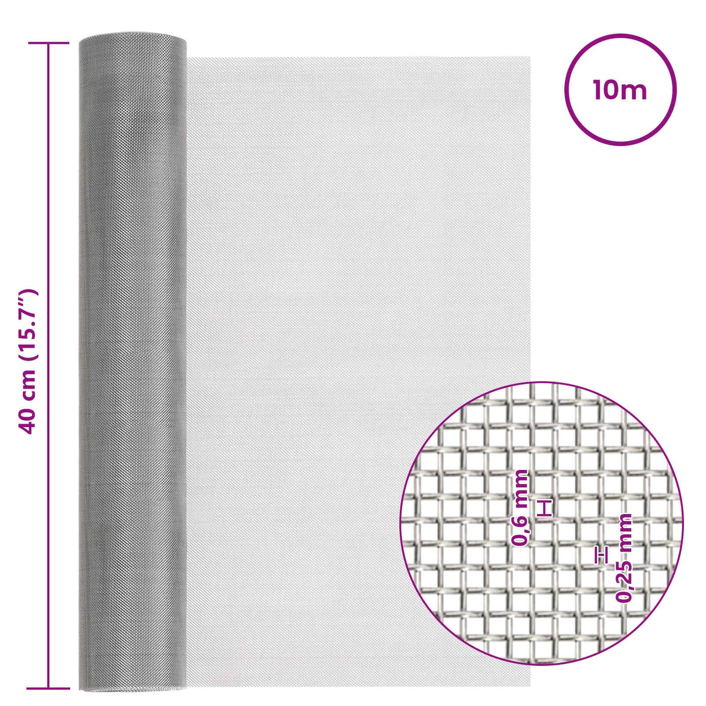 Gaas Scherm 40 x 1000 cm 30 Mesh RVS 201 Zilverkleurig is nu te koop bij PeponiXL, paradijselijk wonen!
