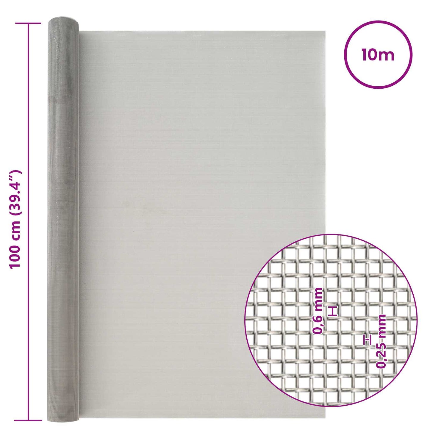Gaas Scherm 100 x 1000 cm 30 Mesh RVS 201 Zilverkleurig is nu te koop bij PeponiXL, paradijselijk wonen!