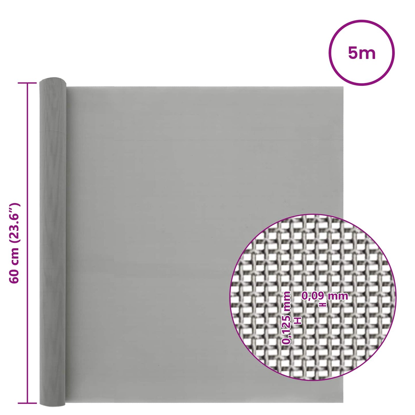 Gaas Scherm 60 x 500 cm 120 Mesh RVS 201 Zilverkleurig is nu te koop bij PeponiXL, paradijselijk wonen!
