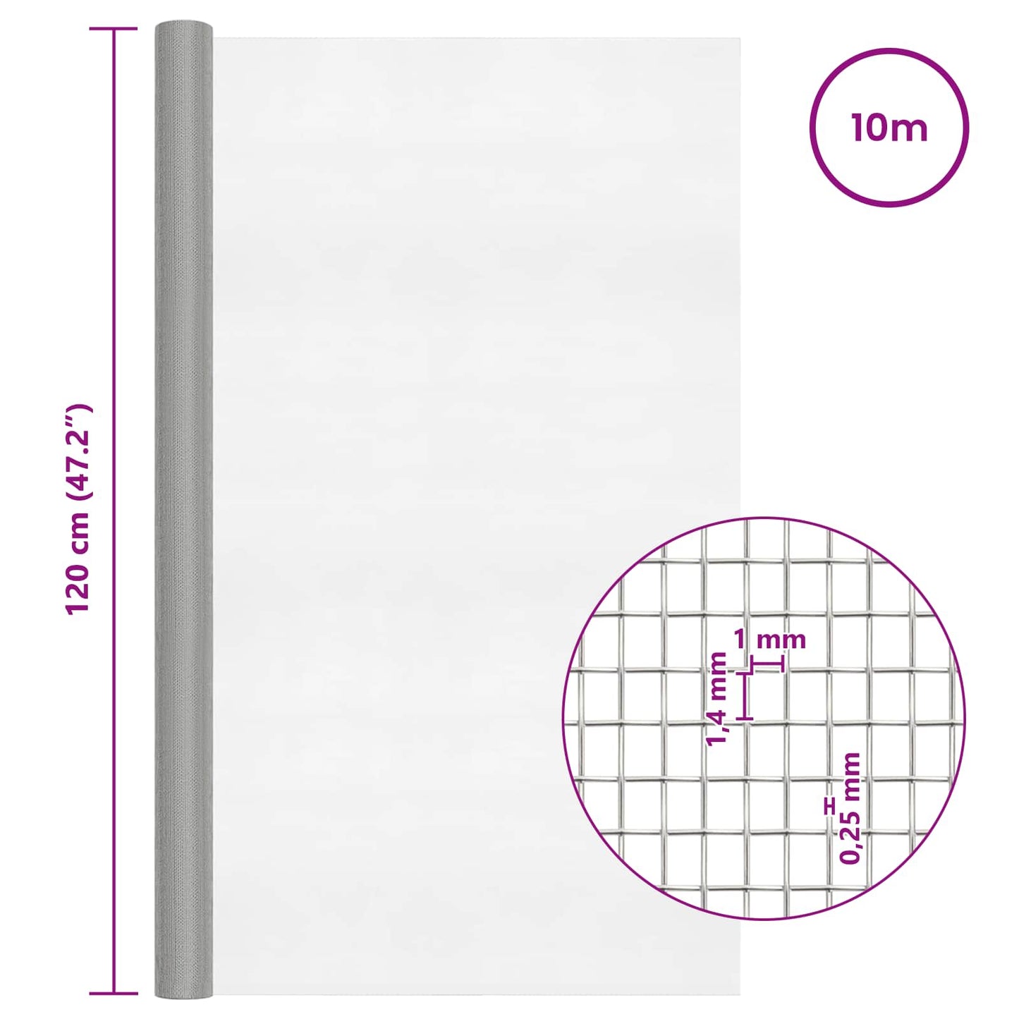 Gaasnet 120 x 1000 cm 18 mesh Roestvrij staal 304 zilver is nu te koop bij PeponiXL, paradijselijk wonen!