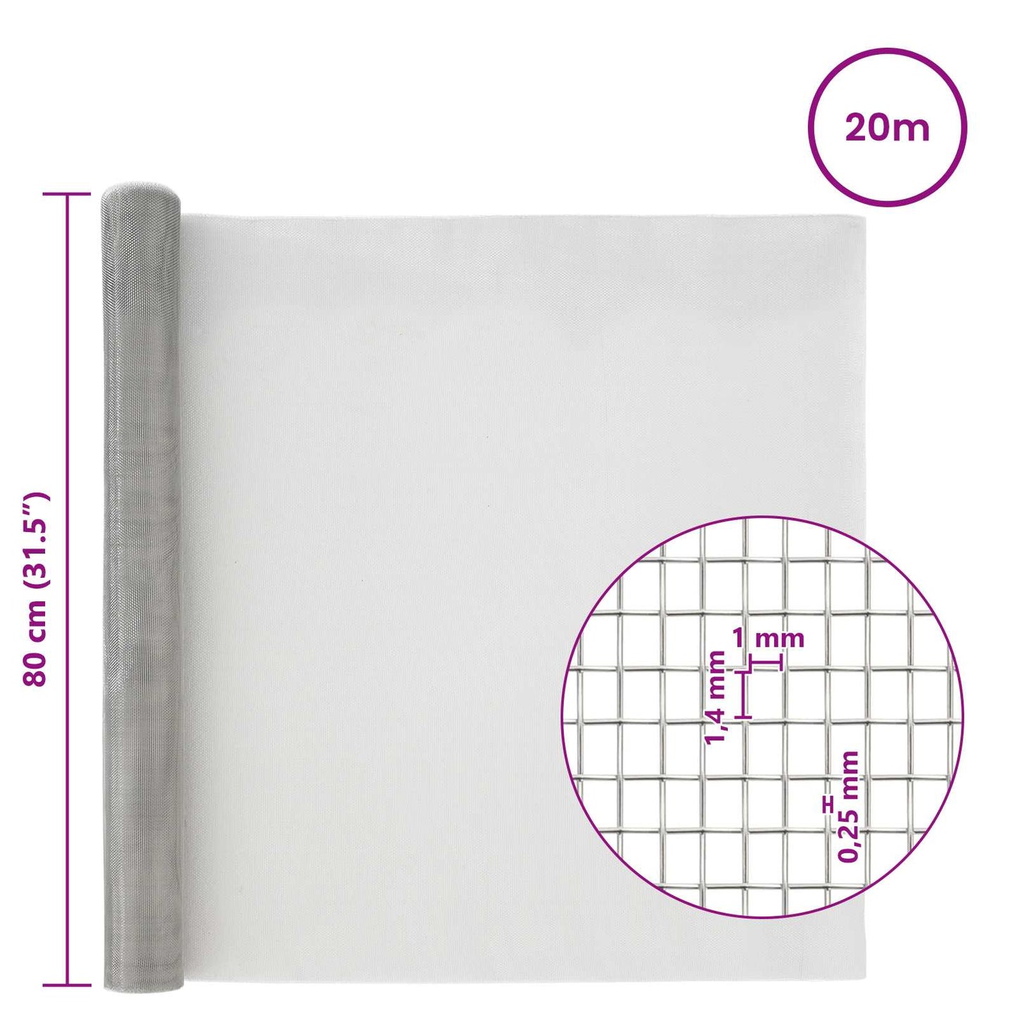 Gaasnet 80 x 2000 cm 18 mesh Roestvrij staal 304 zilver is nu te koop bij PeponiXL, paradijselijk wonen!
