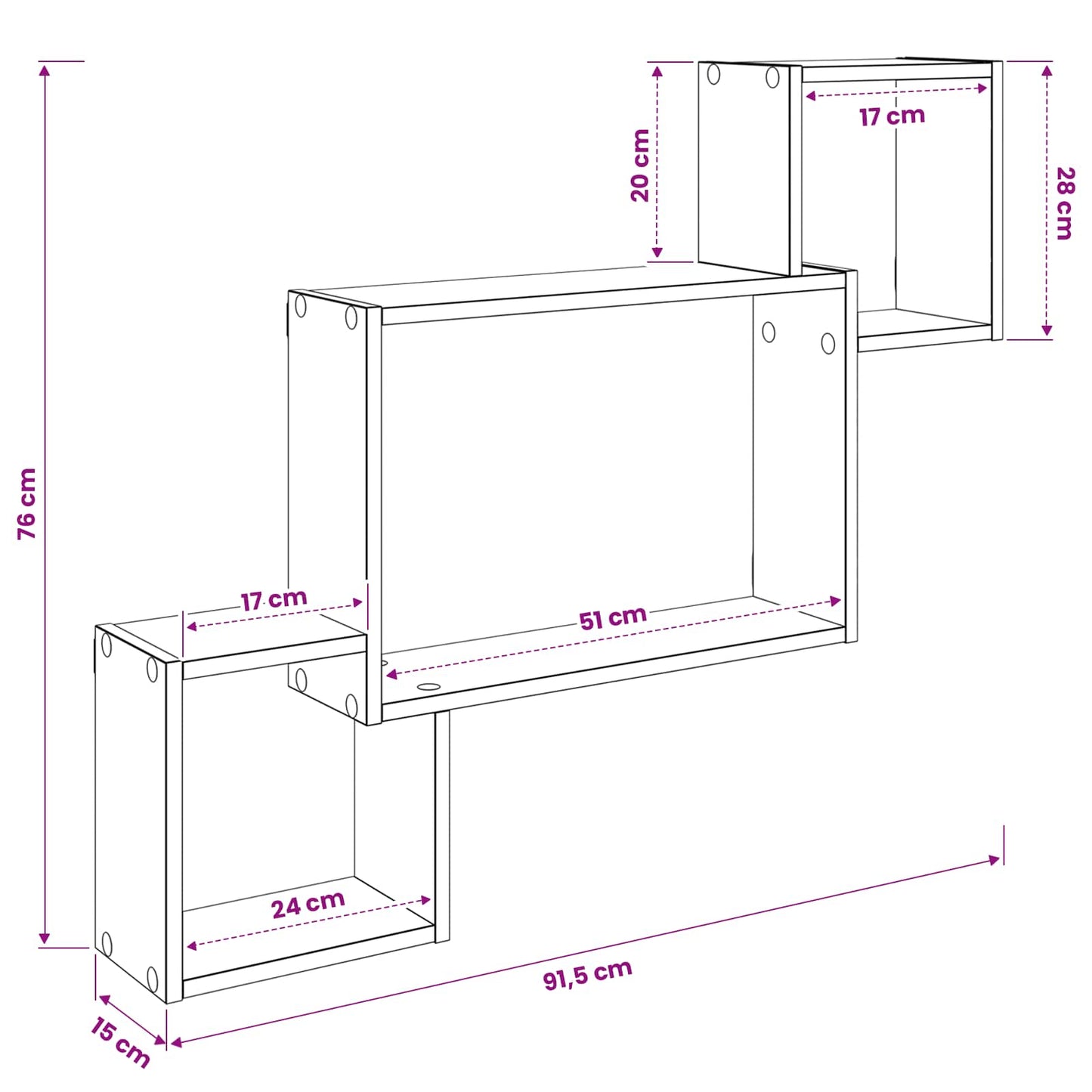 Wandplank Muurmontage Wit 91,5 x 15 x 76 cm Bewerkt hout is nu te koop bij PeponiXL, paradijselijk wonen!