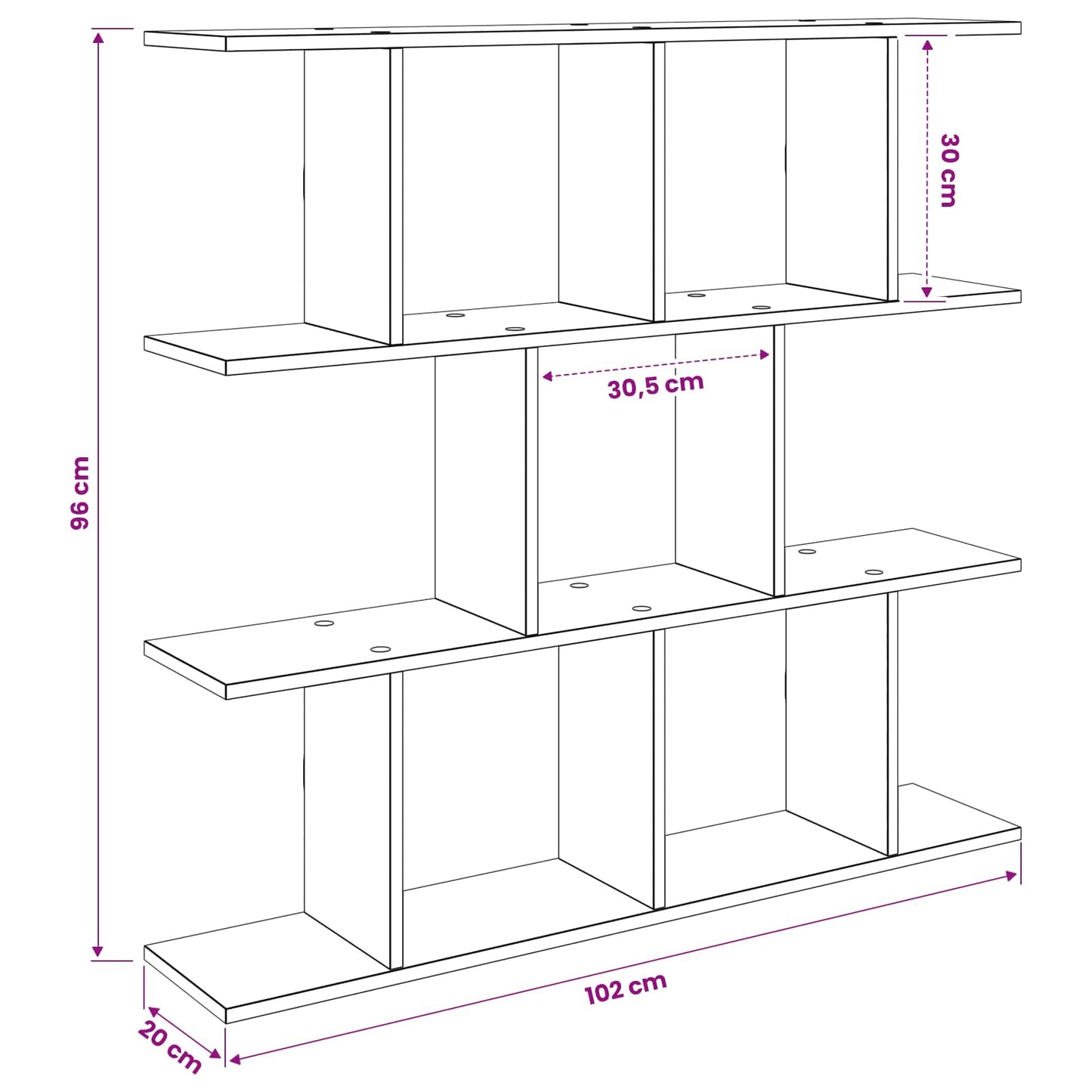 Wandplank Artisanaal eiken 102 x 20 x 96 cm Bewerkt hout