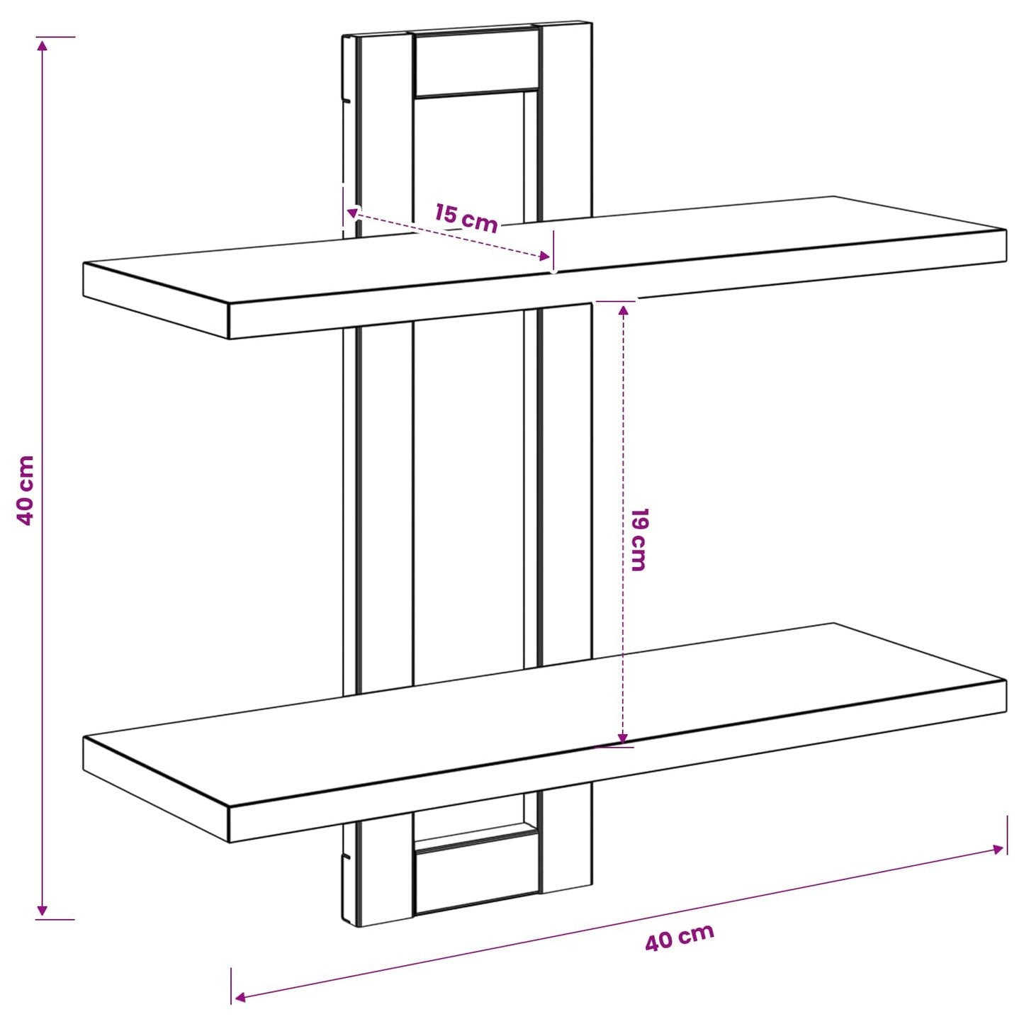 Zwevende schappen Sonoma Eiken 40 x 15 x 40 cm Bewerkt hout