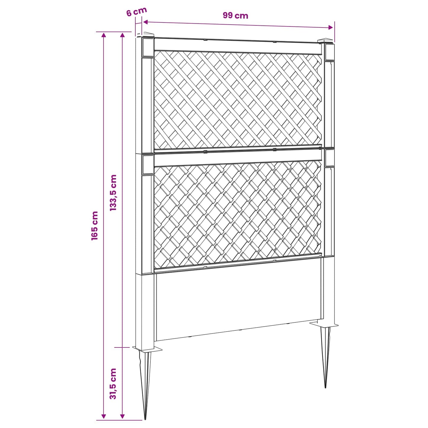 Trellis met Spike Grijs 99 x 6 x 165 cm PP is nu te koop bij PeponiXL, paradijselijk wonen!