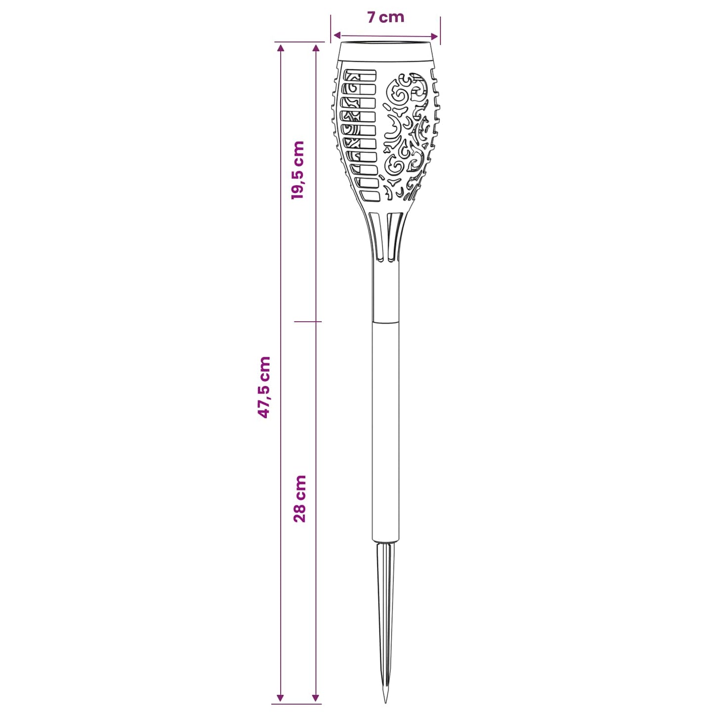 Buitenzonne-lampen met grondpin 12 pcs Warmwit 47,5 cm ABS