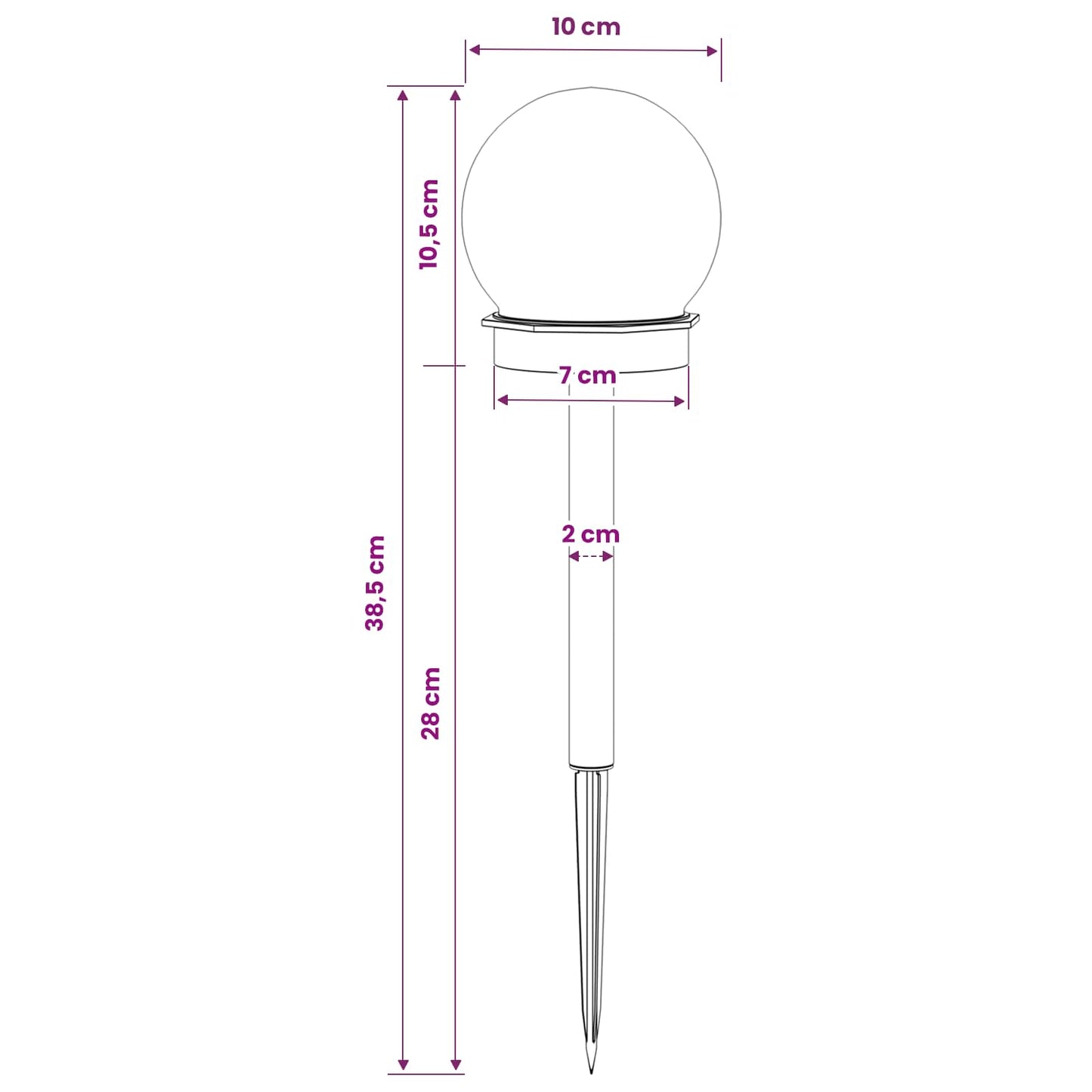 Buitenzonne-lampen met grondpin 4 pcs Warmwit 38,5 cm ABS