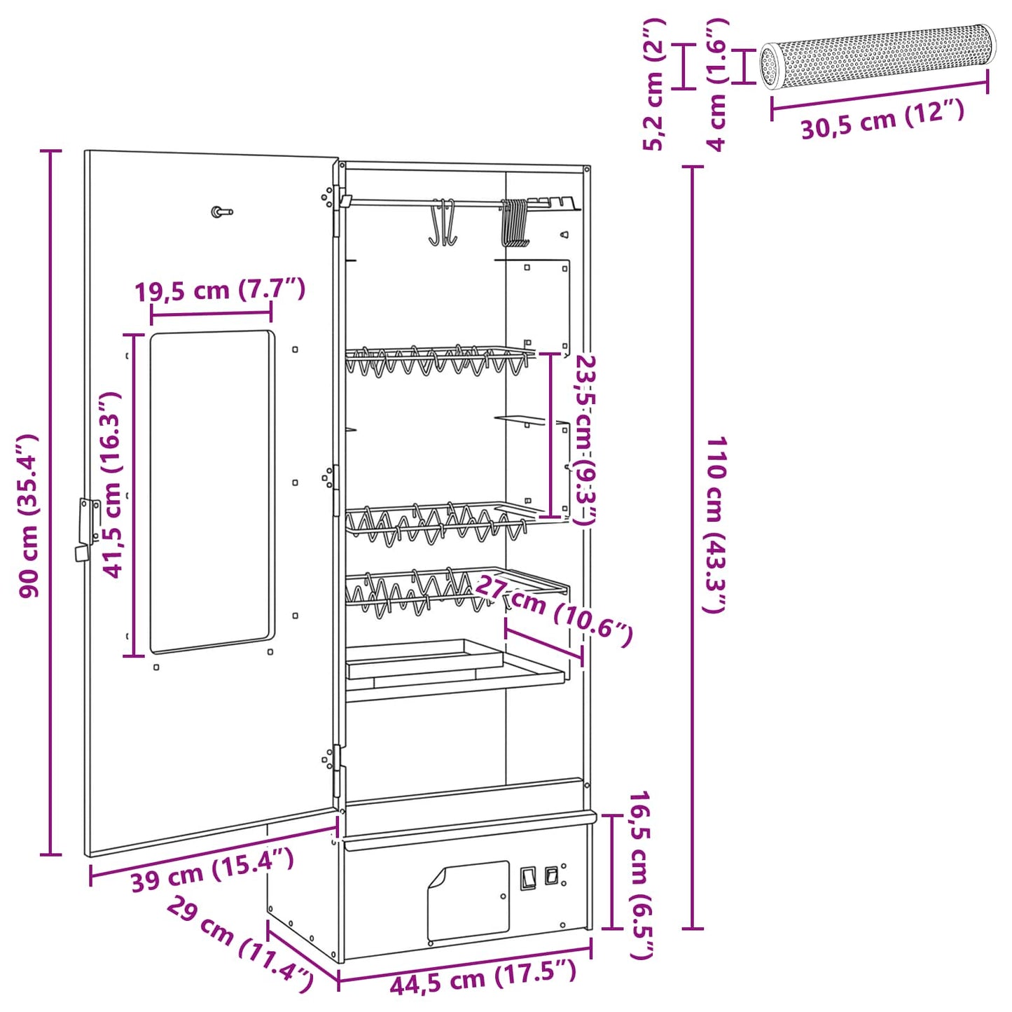 Rookoven 3 pcs Zilverkleurig Gegalvaniseerd staal