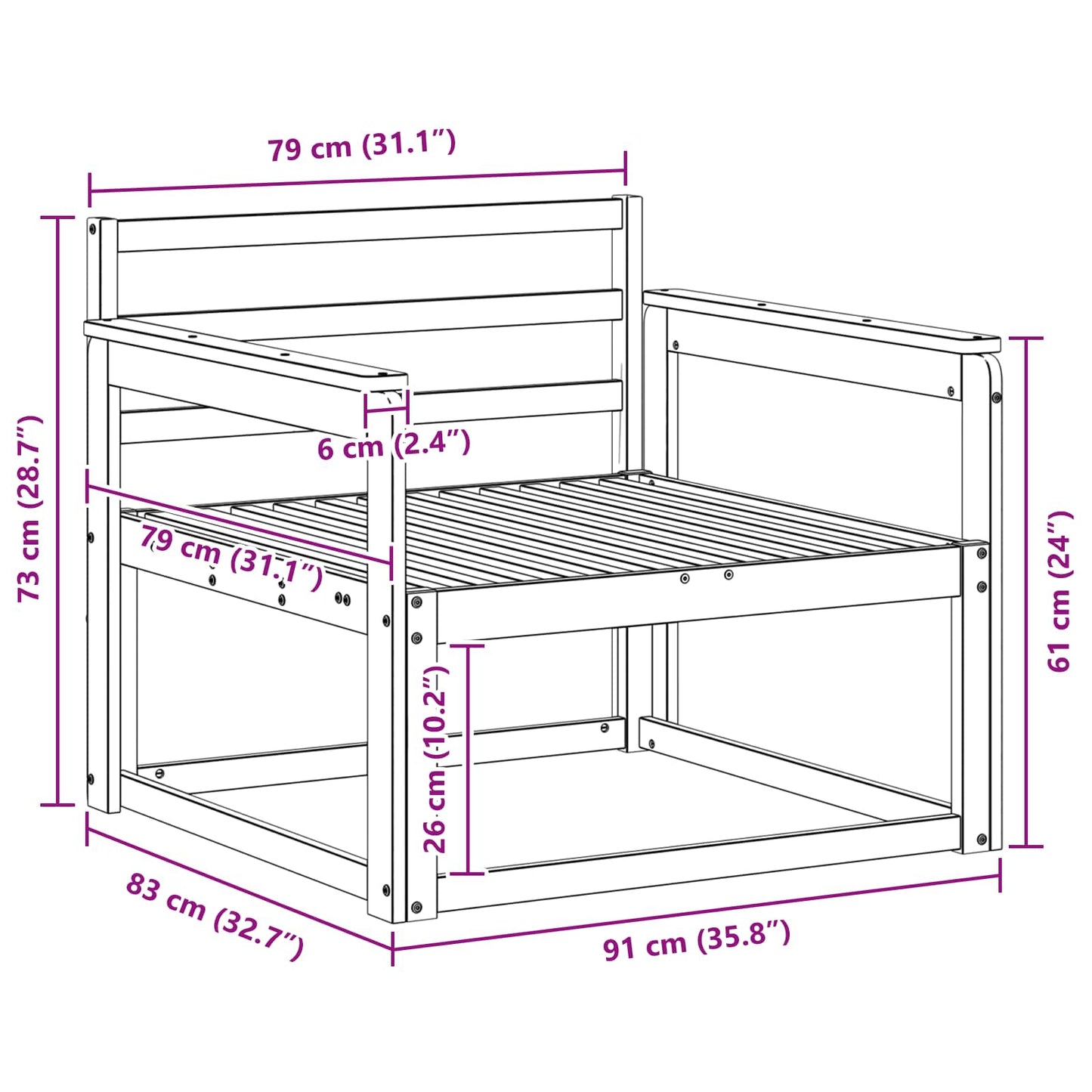 Buiten Midden Sofa Massief Acaciahout Wit is nu te koop bij PeponiXL, paradijselijk wonen!