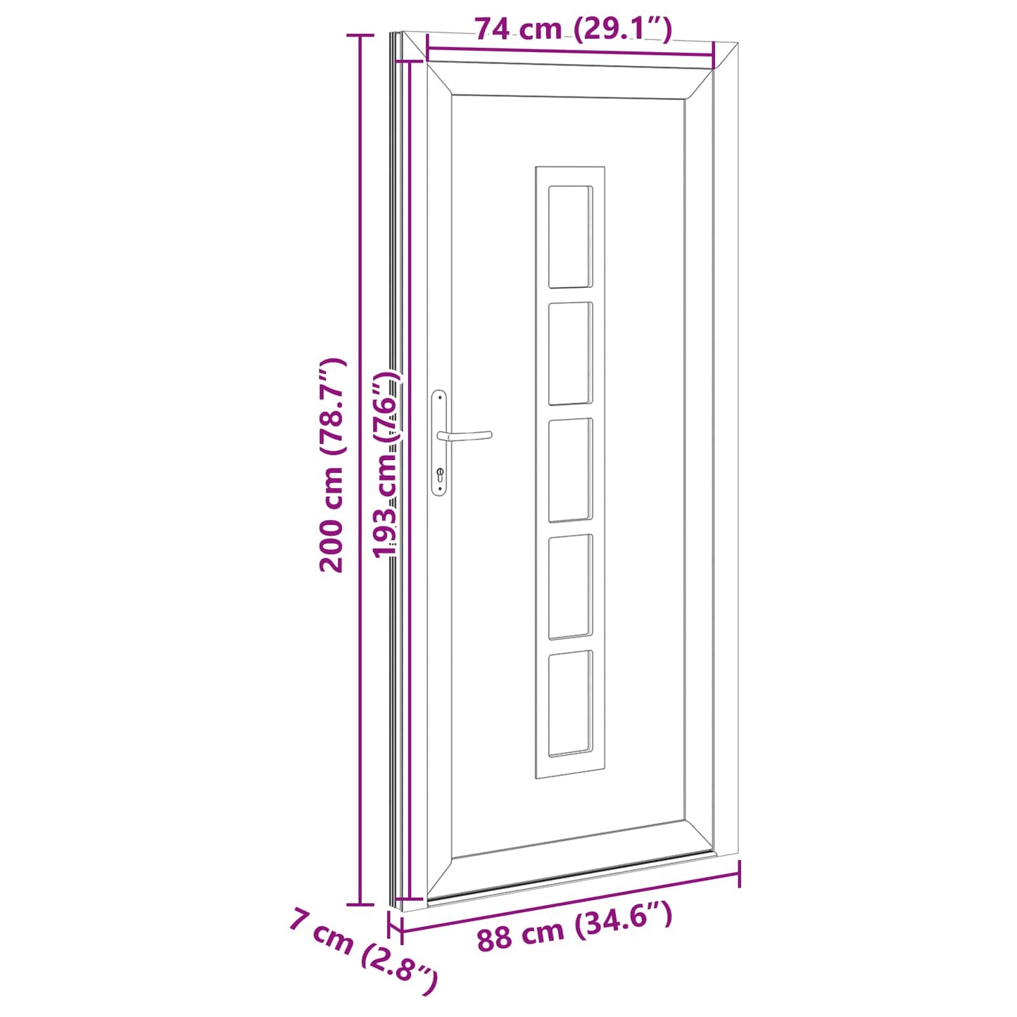 Voordeur Antracietkleurig 88 x 200 cm PVC is nu te koop bij PeponiXL, paradijselijk wonen!