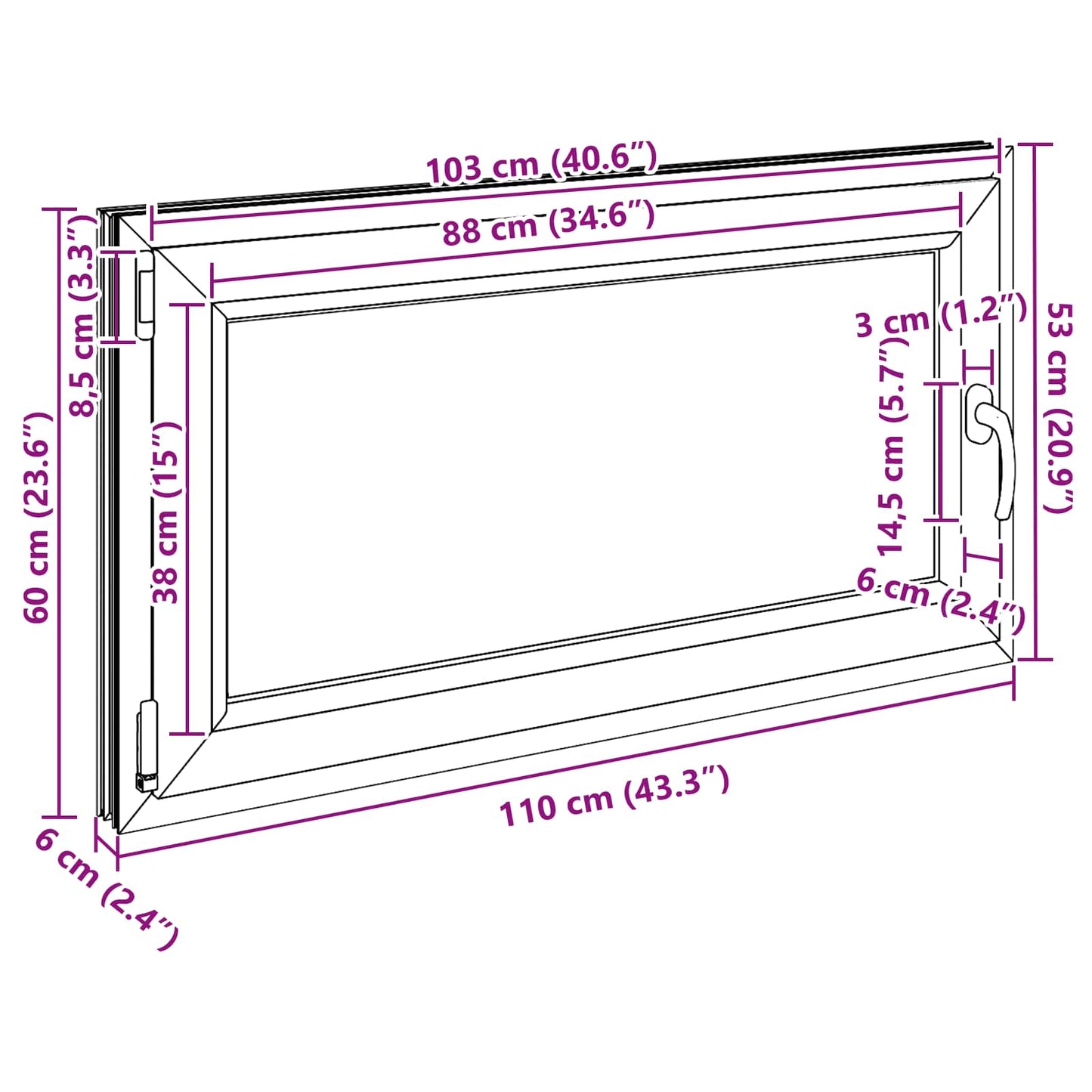 Kelderraam RISOR 110 x 60 cm PVC en glas Antracietkleurig is nu te koop bij PeponiXL, paradijselijk wonen!