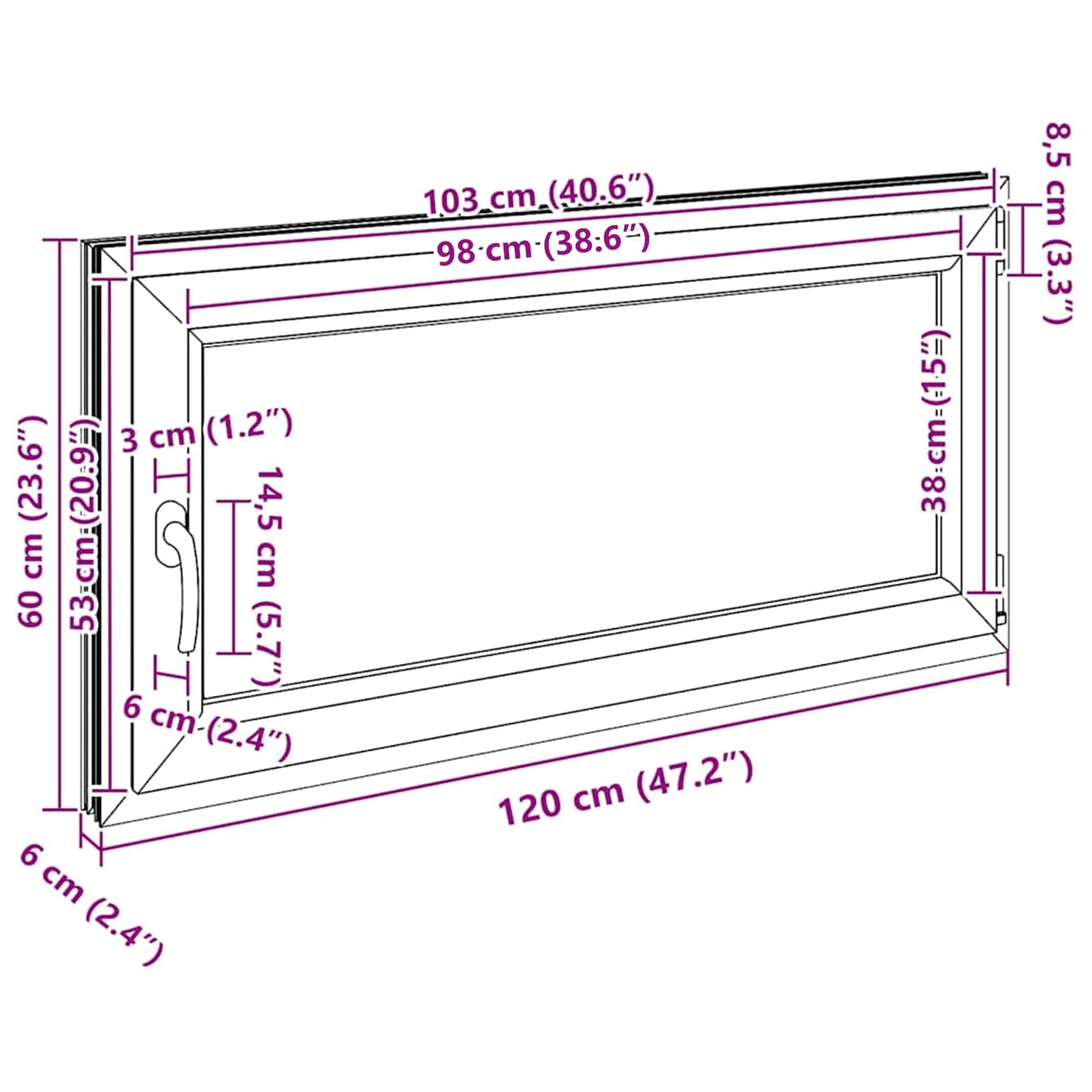 Kelderraam RISOR 120 x 60 cm PVC en glas Antracietkleurig is nu te koop bij PeponiXL, paradijselijk wonen!
