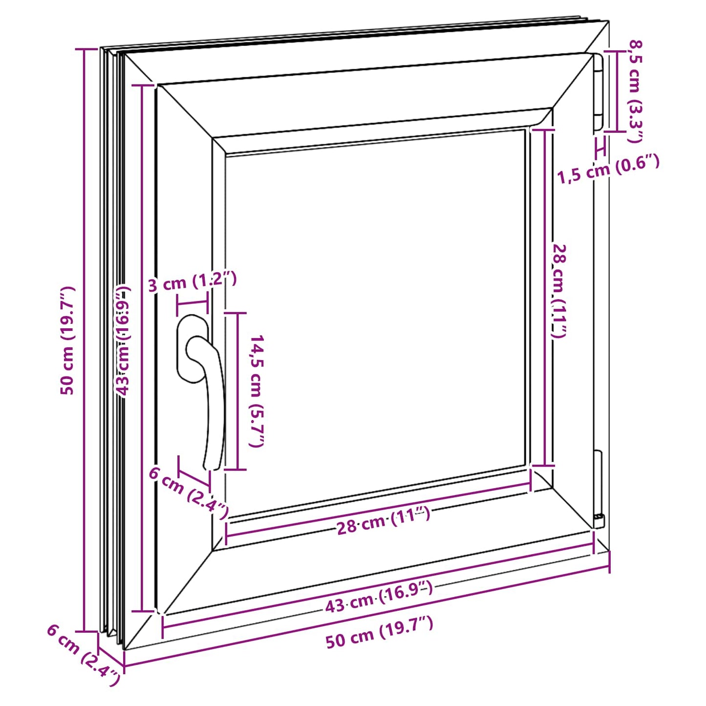 Kelderraam RISOR 50 x 50 cm PVC en glas Antracietkleurig is nu te koop bij PeponiXL, paradijselijk wonen!