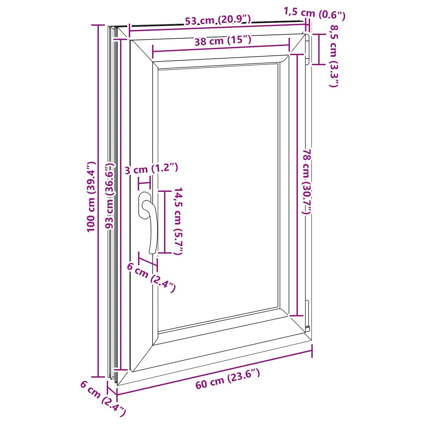 Kelderraam RISOR 60 x 90 cm PVC en glas Antracietkleurig is nu te koop bij PeponiXL, paradijselijk wonen!