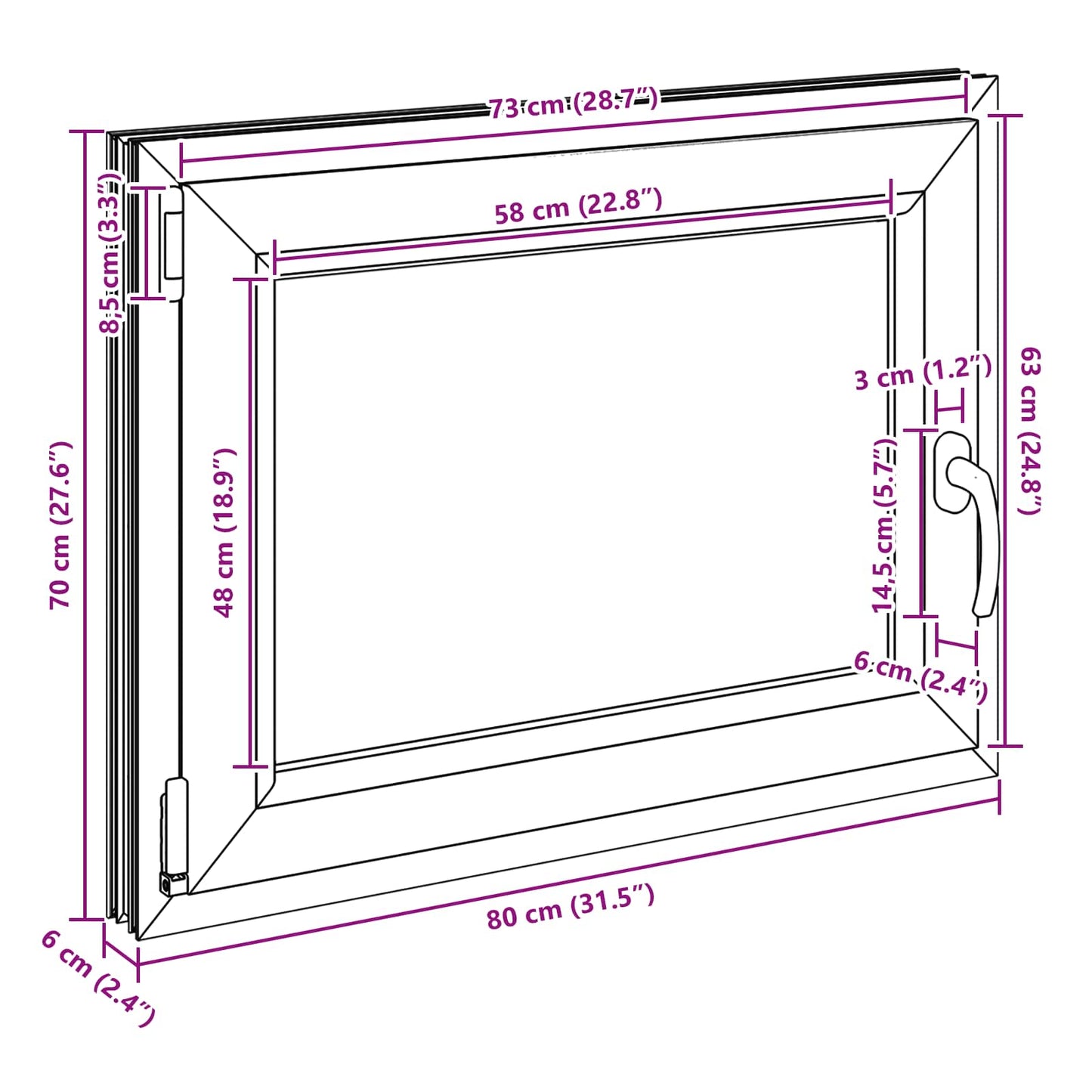 Kelderraam RISOR 80 x 70 cm PVC en glas Antracietkleurig is nu te koop bij PeponiXL, paradijselijk wonen!
