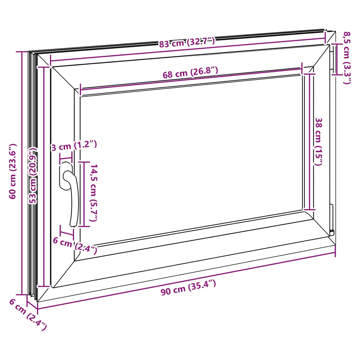 Kelderraam RISOR 90 x 50 cm PVC en glas Antracietkleurig is nu te koop bij PeponiXL, paradijselijk wonen!