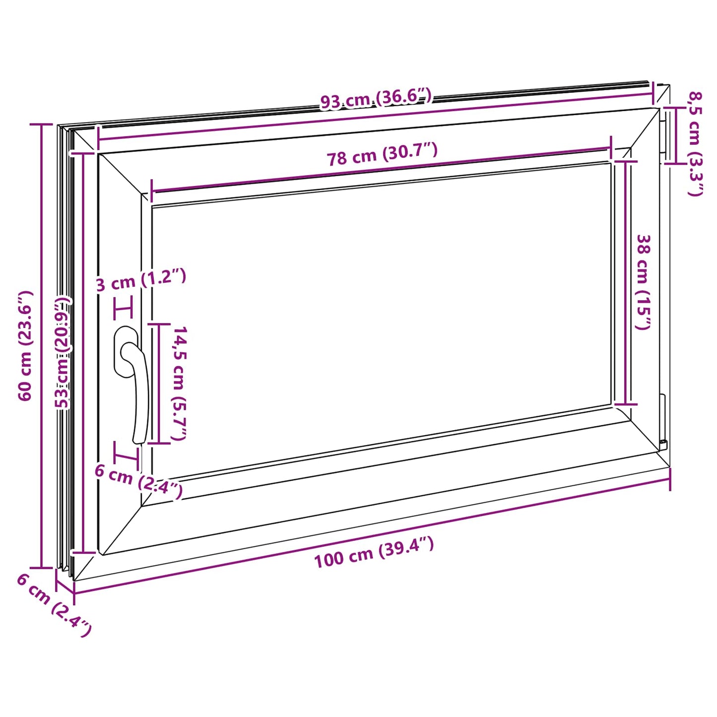 Kelderraam RISOR 100 x 60 cm PVC en glas Antracietkleurig is nu te koop bij PeponiXL, paradijselijk wonen!