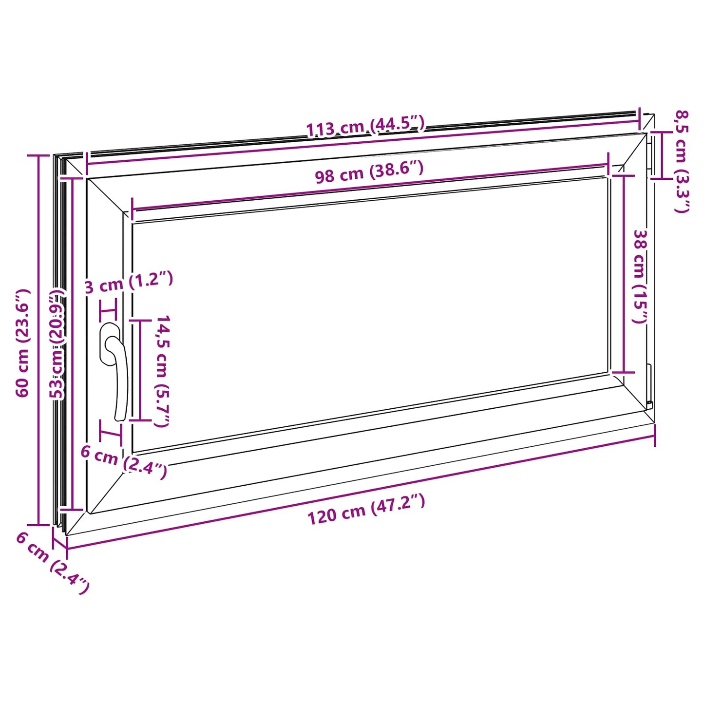 Kelderraam RISOR 120 x 60 cm PVC en glas Antracietkleurig is nu te koop bij PeponiXL, paradijselijk wonen!