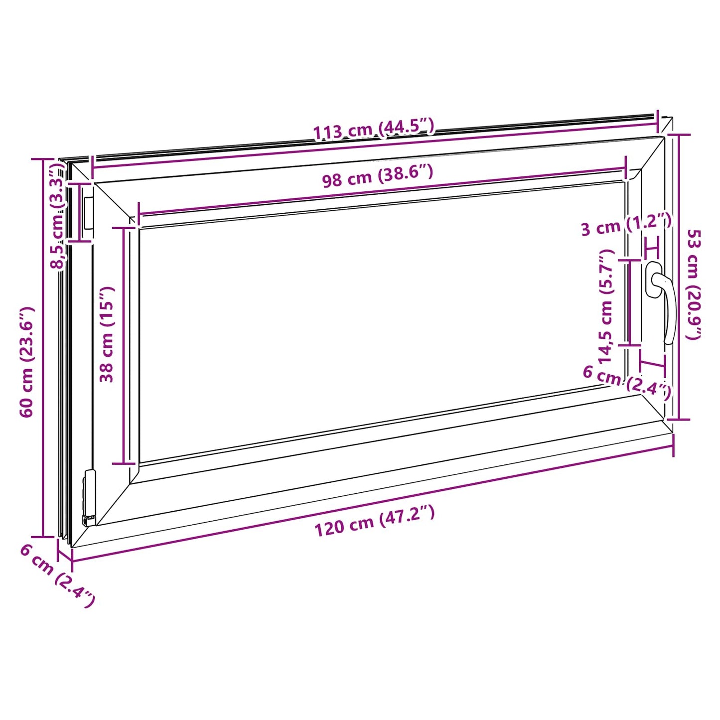 Kelderraam RISOR 120 x 60 cm PVC en glas Antracietkleurig is nu te koop bij PeponiXL, paradijselijk wonen!