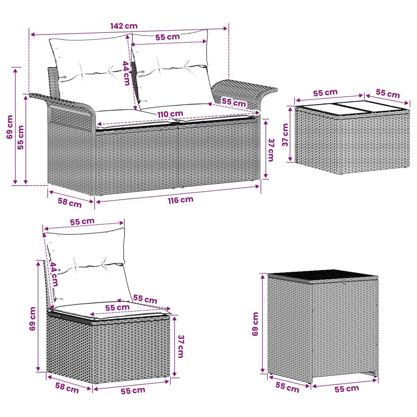 Bankstel 6 pcs 4-Aantal zitplaatsen Licht Grijs en Donker Grijs is nu te koop bij PeponiXL, paradijselijk wonen!