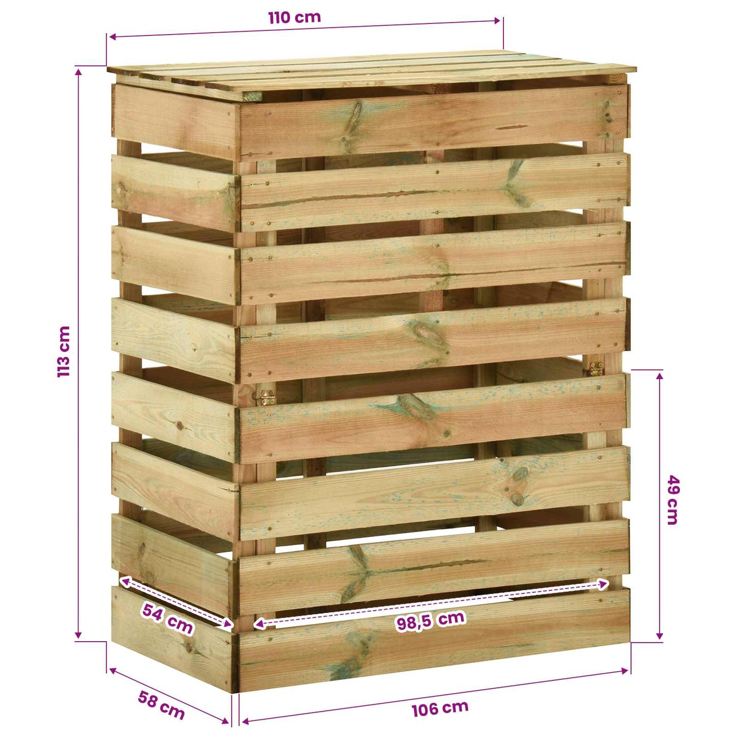 Compostbak met lattenrooster Groen 110 x 58 x 113 cm Massief grenenhout is nu te koop bij PeponiXL, paradijselijk wonen!