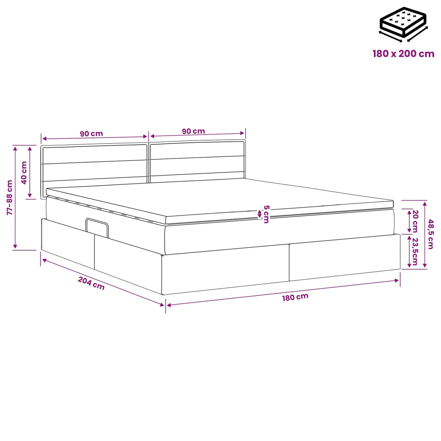 Opbergbed met matras Donkergrijs 180 x 200 cm fluweel is nu te koop bij PeponiXL, paradijselijk wonen!
