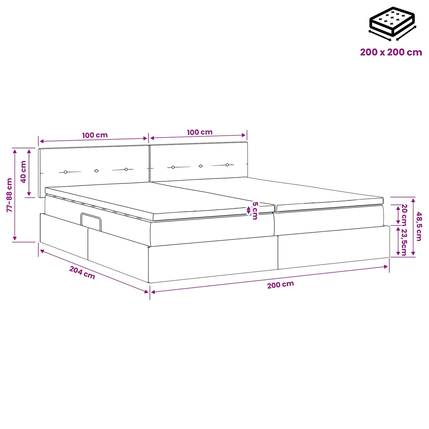 Opbergbed met matras met hoofdeinde Taupe 200 x 200 cm fluweel is nu te koop bij PeponiXL, paradijselijk wonen!