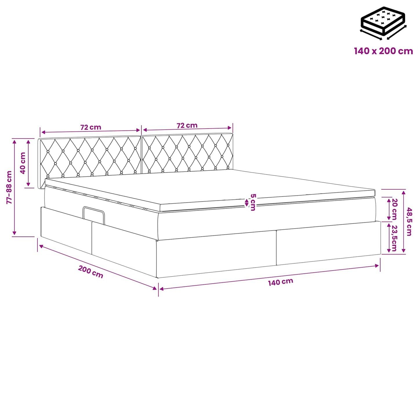 Opslag bed met hoofdeinde Donkergroen 140 x 200 cm Fluweel is nu te koop bij PeponiXL, paradijselijk wonen!