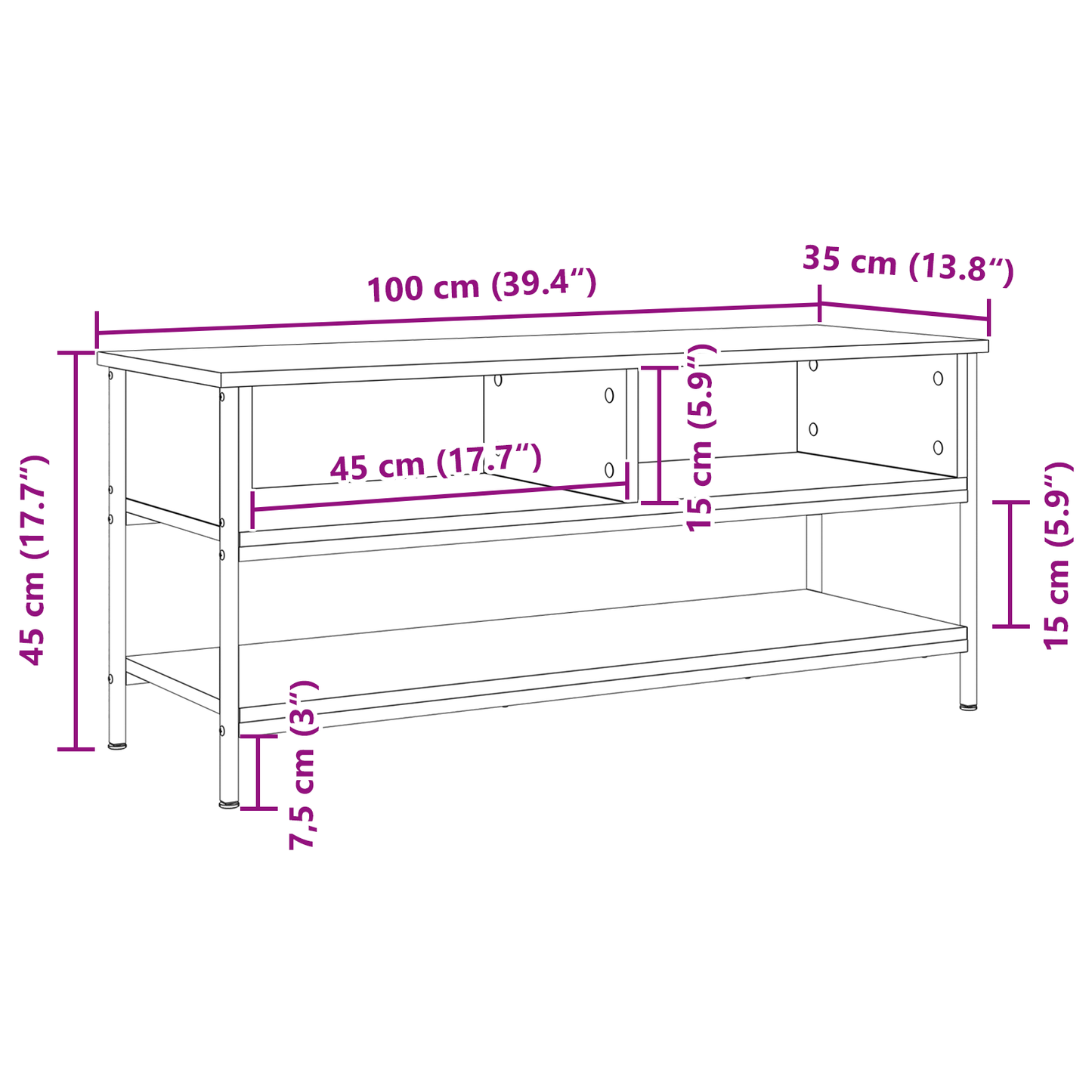 Tv-meubelset Zwart Eiken 100 x 35 x 45 cm Bewerkt hout is nu te koop bij PeponiXL, paradijselijk wonen!