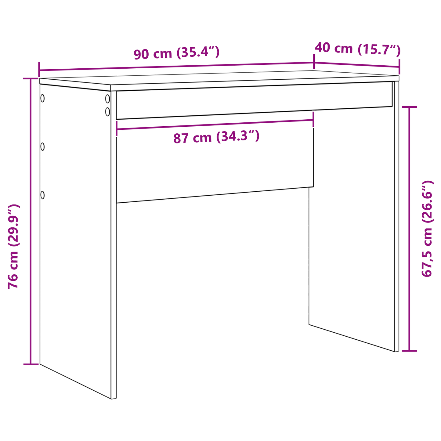 Bureau Wit 90 x 40 x 76 cm is nu te koop bij PeponiXL, paradijselijk wonen!
