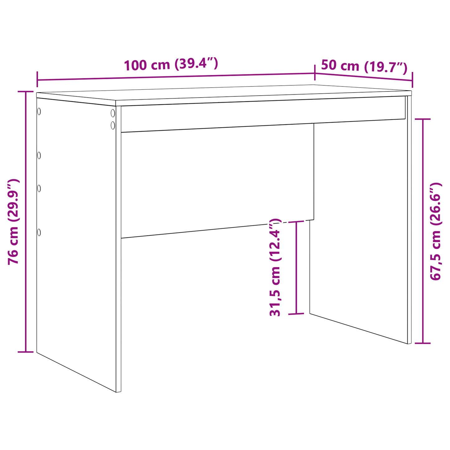 Bureau Wit 100 x 50 x 76 cm is nu te koop bij PeponiXL, paradijselijk wonen!