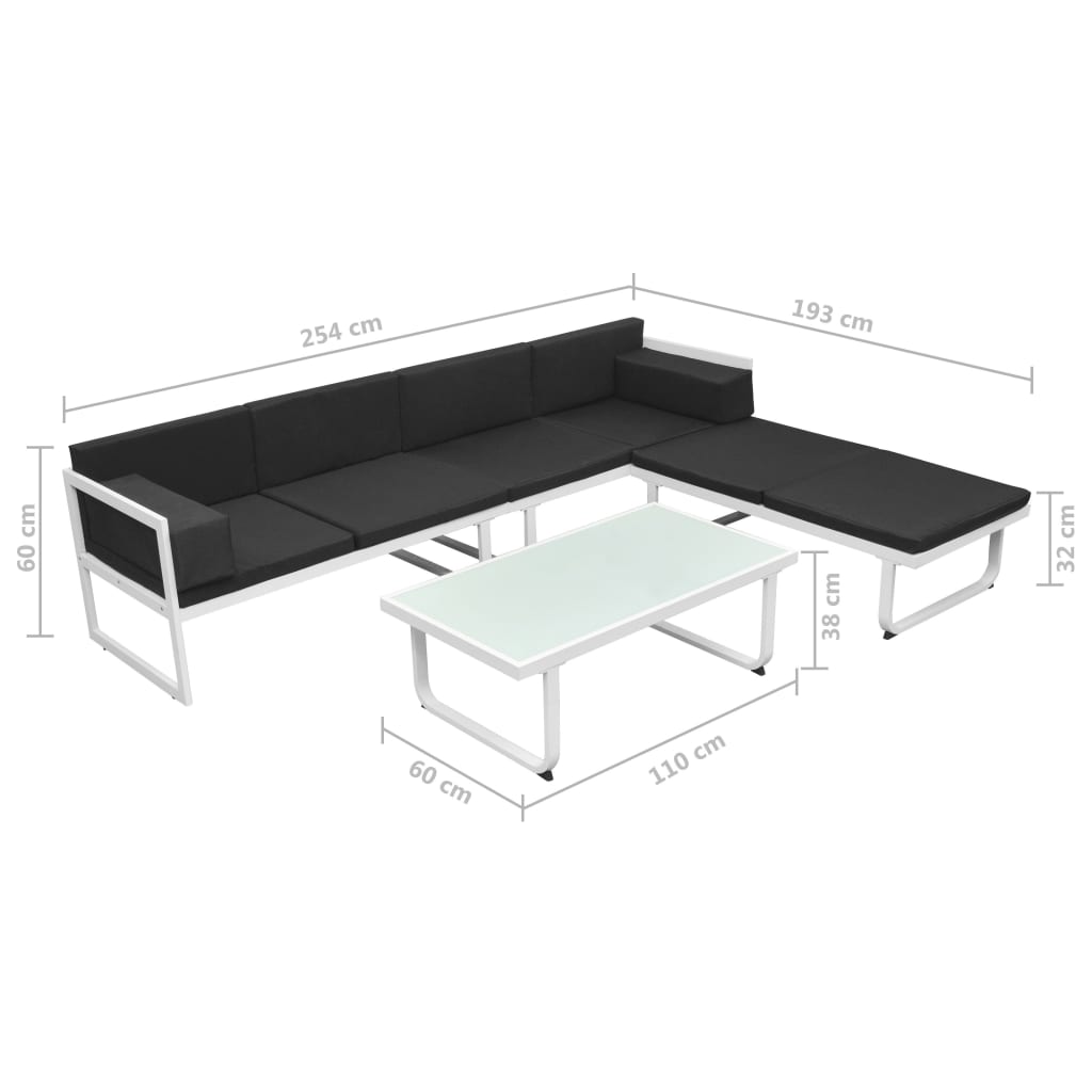 4-delige Loungeset met kussens aluminium zwart is nu te koop bij PeponiXL, paradijselijk wonen!