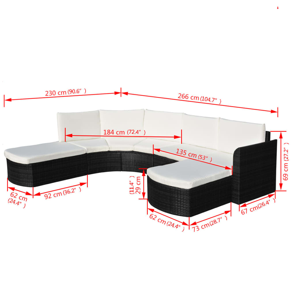 4-delige Loungeset met kussens poly rattan zwart is nu te koop bij PeponiXL, paradijselijk wonen!
