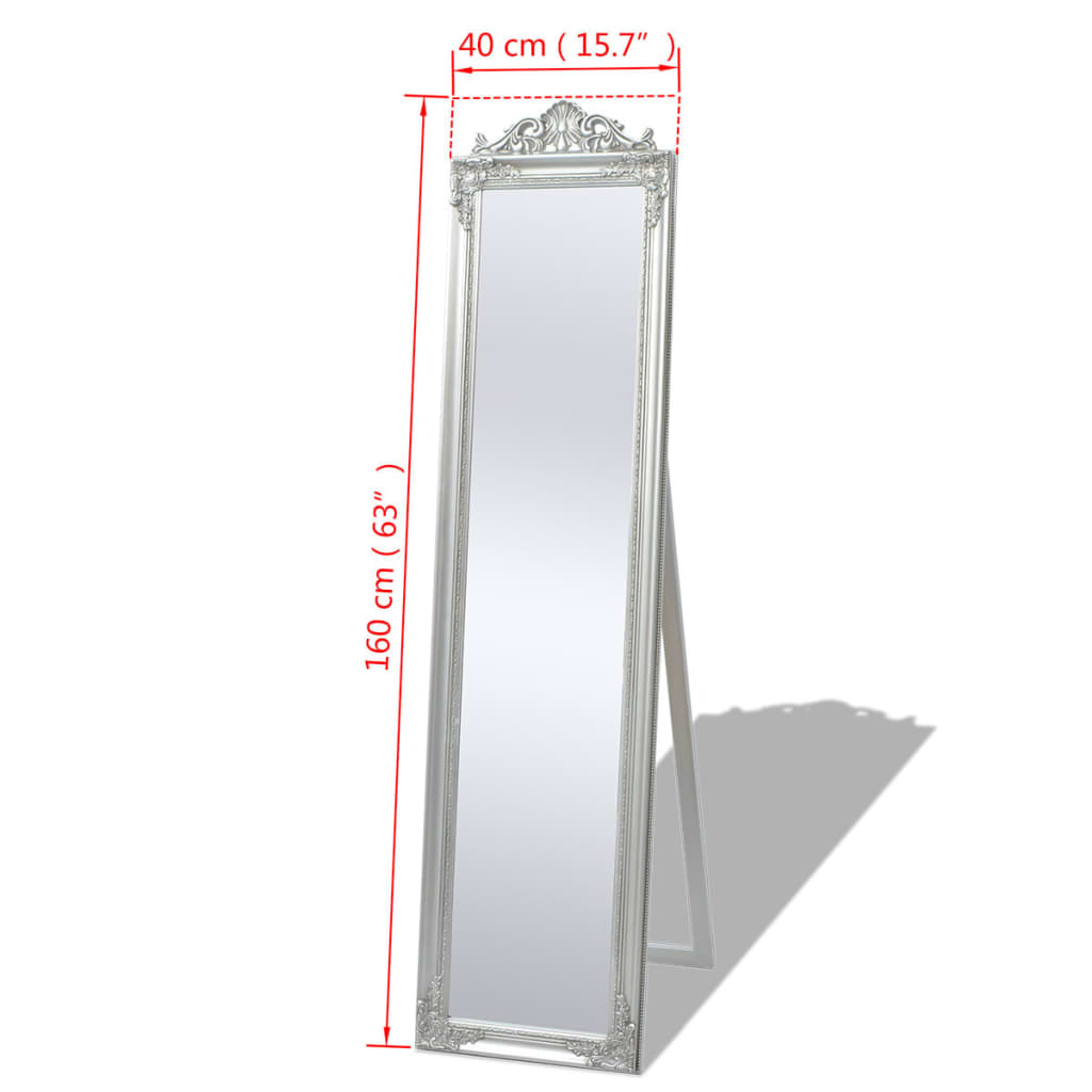 Vrijstaande spiegel Barok 160x40cm zilver is nu te koop bij PeponiXL, paradijselijk wonen!