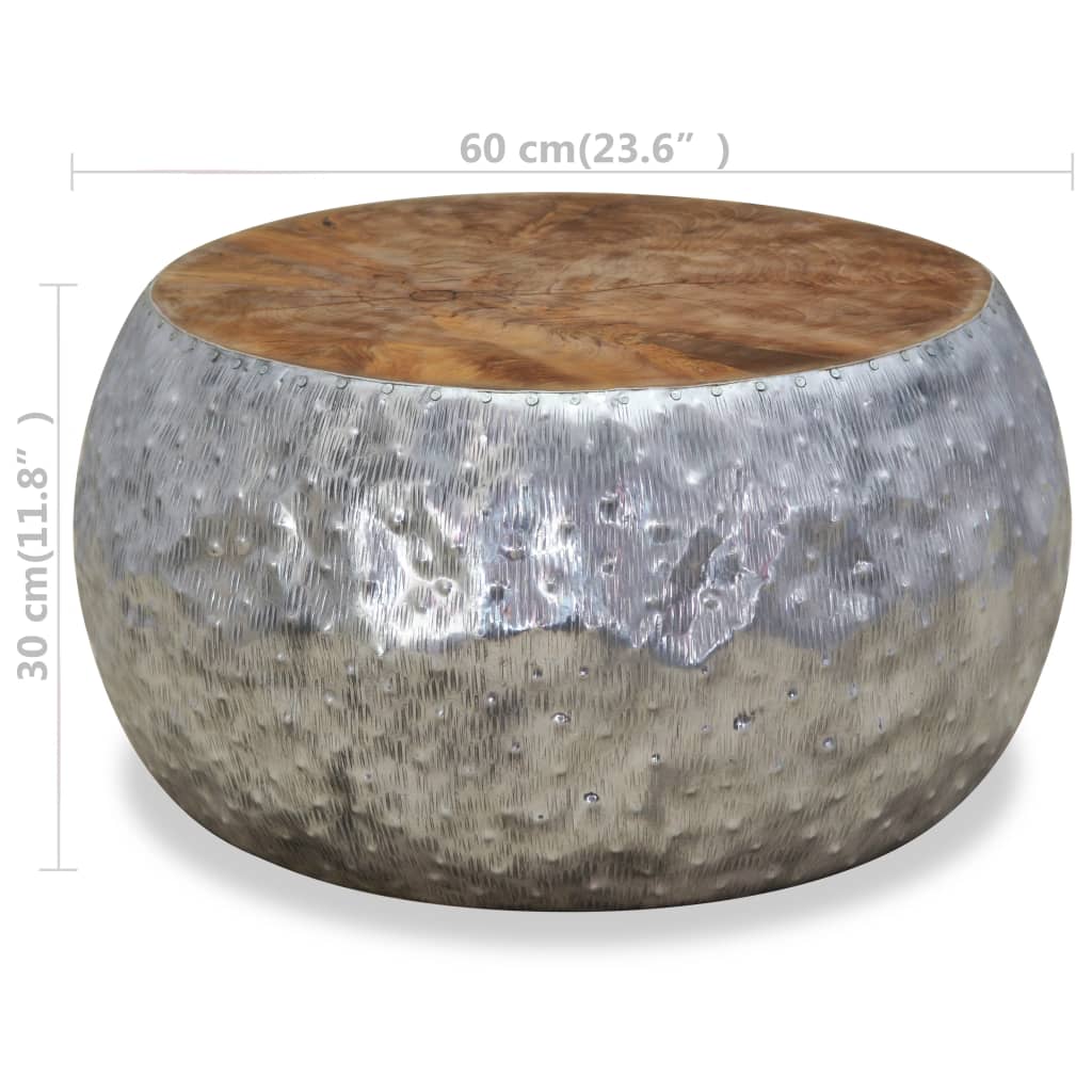 Salontafel 60x60x30 cm aluminium teakhout is nu te koop bij PeponiXL, paradijselijk wonen!