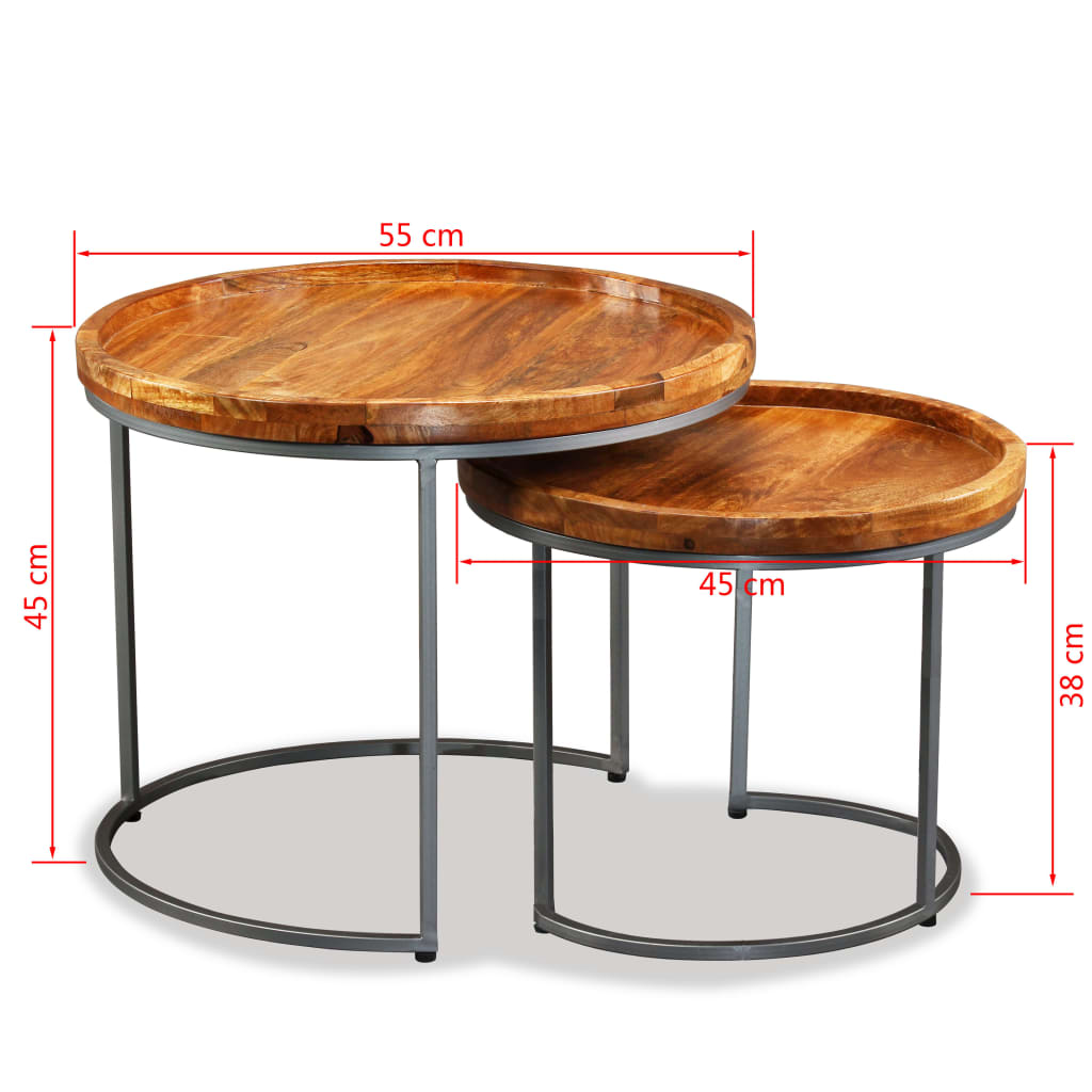 2-delige Bijzettafelset massief mangohout is nu te koop bij PeponiXL, paradijselijk wonen!