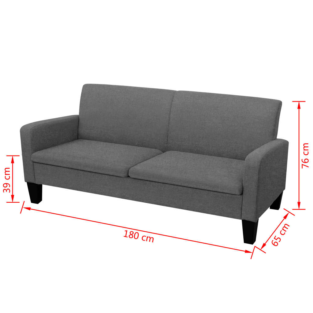 Driezitsbank 180x65x76 cm donkergrijs is nu te koop bij PeponiXL, paradijselijk wonen!