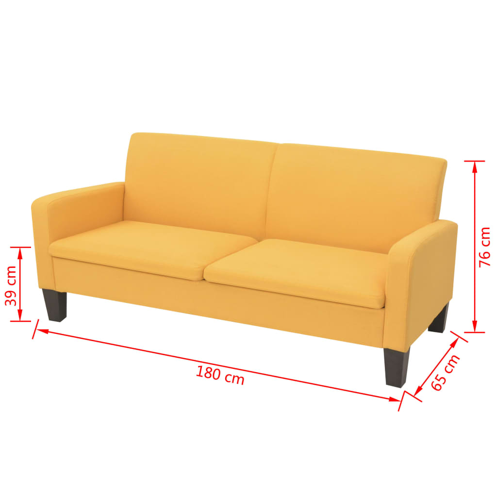 Driezitsbank 180x65x76 cm geel is nu te koop bij PeponiXL, paradijselijk wonen!