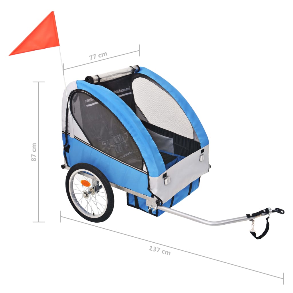 Fietstrailer 30 kg grijs en blauw is nu te koop bij PeponiXL, paradijselijk wonen!