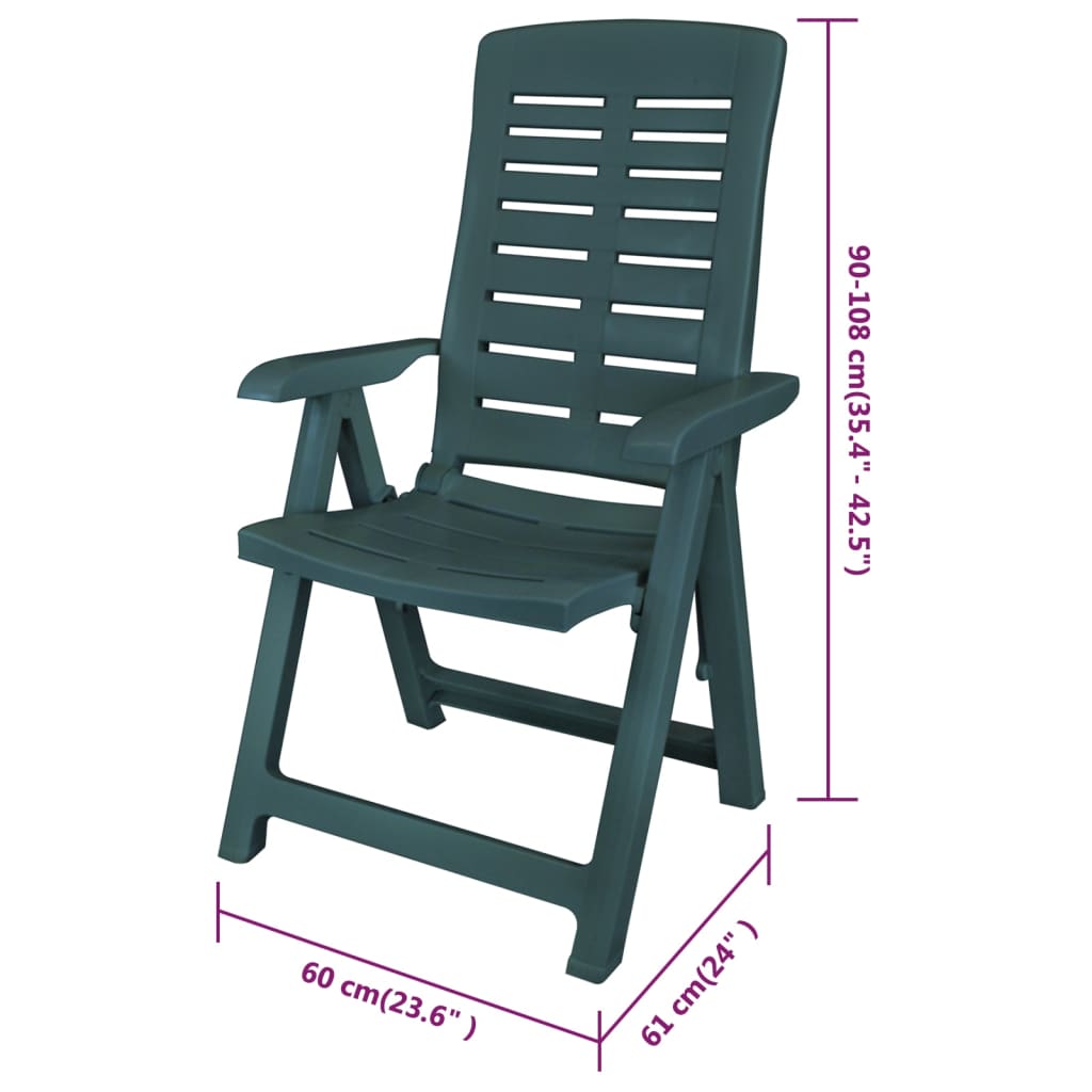 Tuinstoelen 6 st verstelbaar kunststof groen is nu te koop bij PeponiXL, paradijselijk wonen!