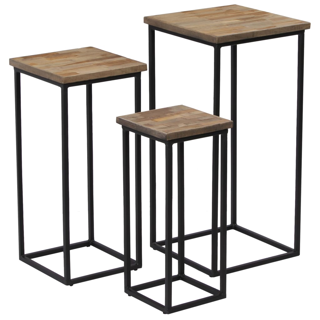 Plantentafelset gerecycled teakhout 3-delig is nu te koop bij PeponiXL, paradijselijk wonen!
