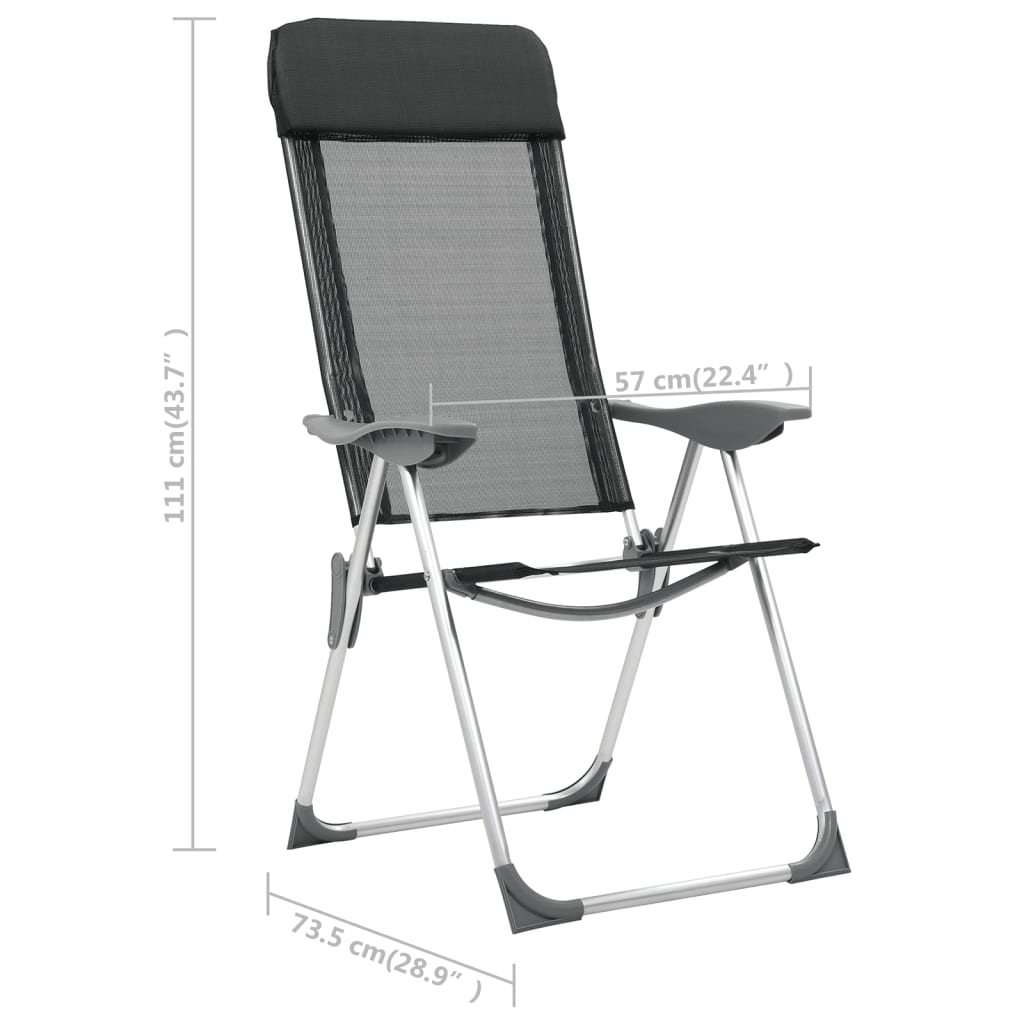 Campingstoelen inklapbaar aluminium zwart 4 st is nu te koop bij PeponiXL, paradijselijk wonen!