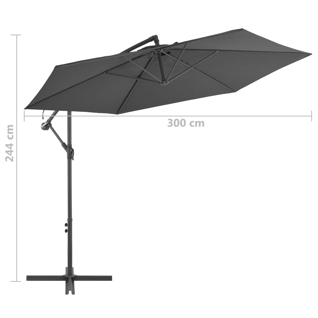 Zweefparasol met aluminium paal 300 cm antracietkleurig is nu te koop bij PeponiXL, paradijselijk wonen!