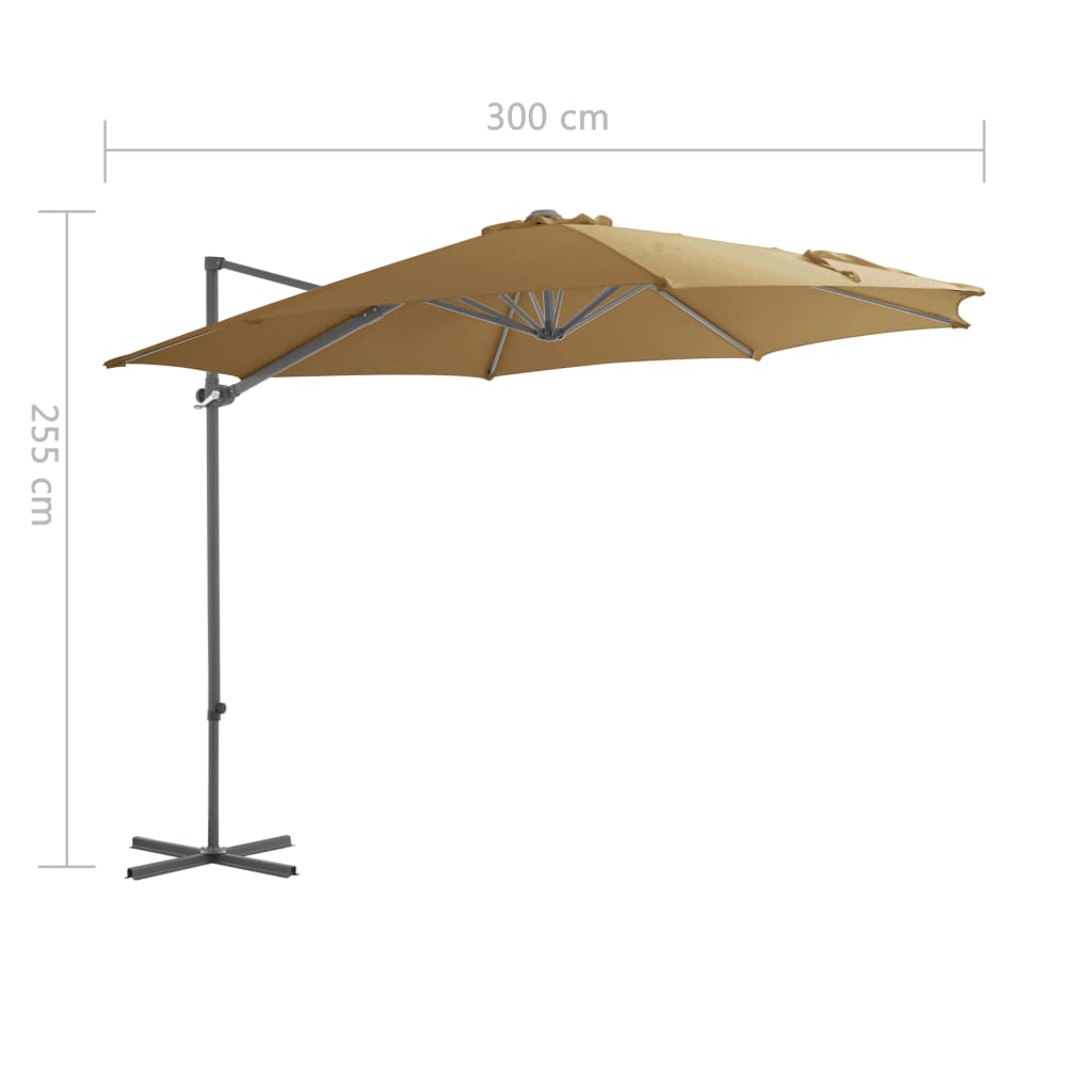 Zweefparasol met stalen paal 300 cm taupe is nu te koop bij PeponiXL, paradijselijk wonen!