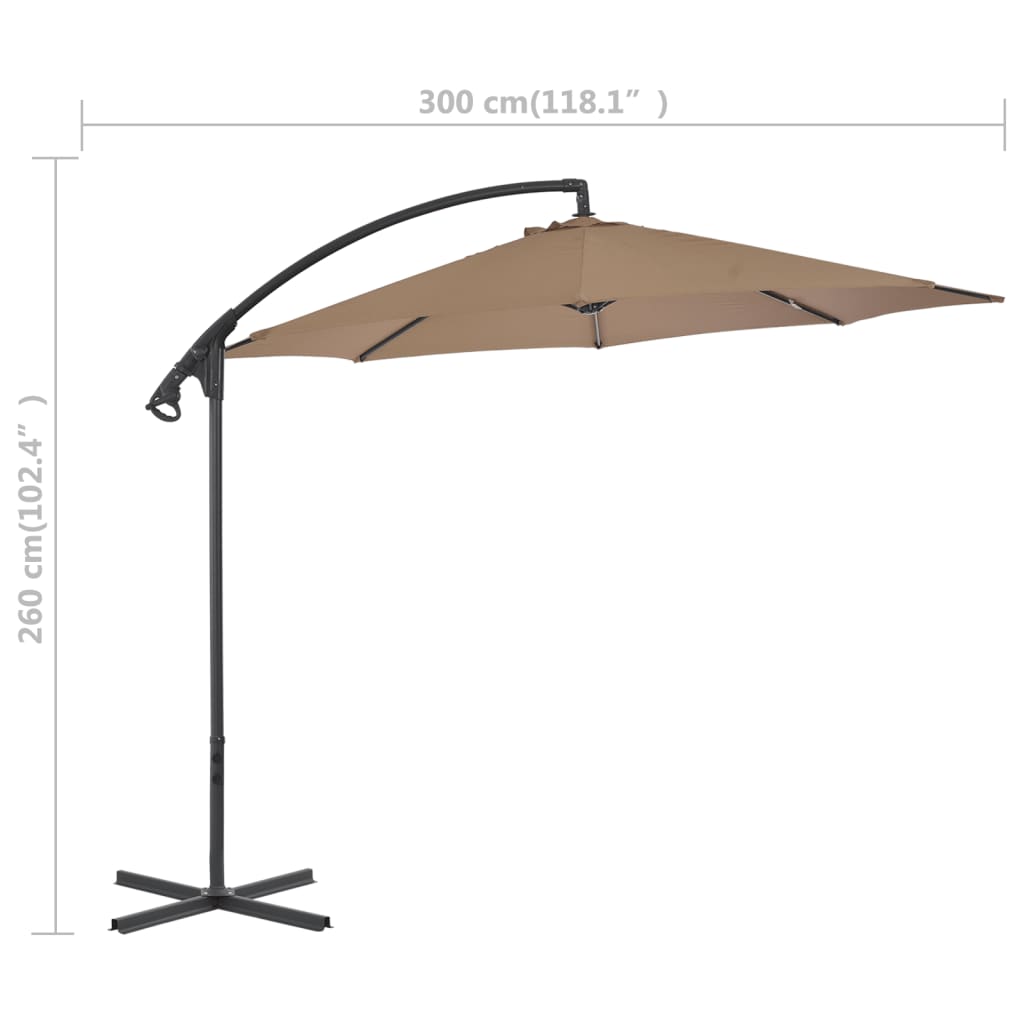 Zweefparasol met stalen paal 300 cm taupe is nu te koop bij PeponiXL, paradijselijk wonen!