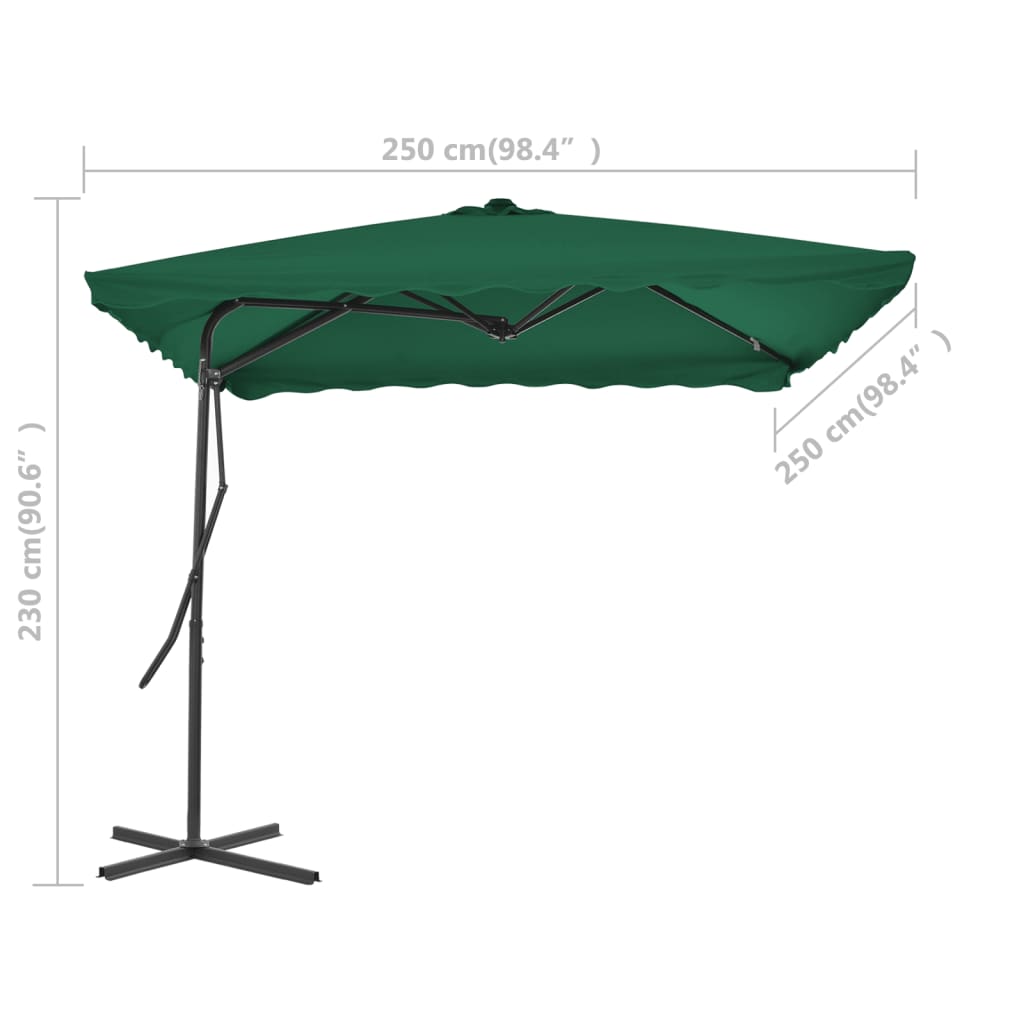 Parasol met stalen paal 250x250 cm groen is nu te koop bij PeponiXL, paradijselijk wonen!